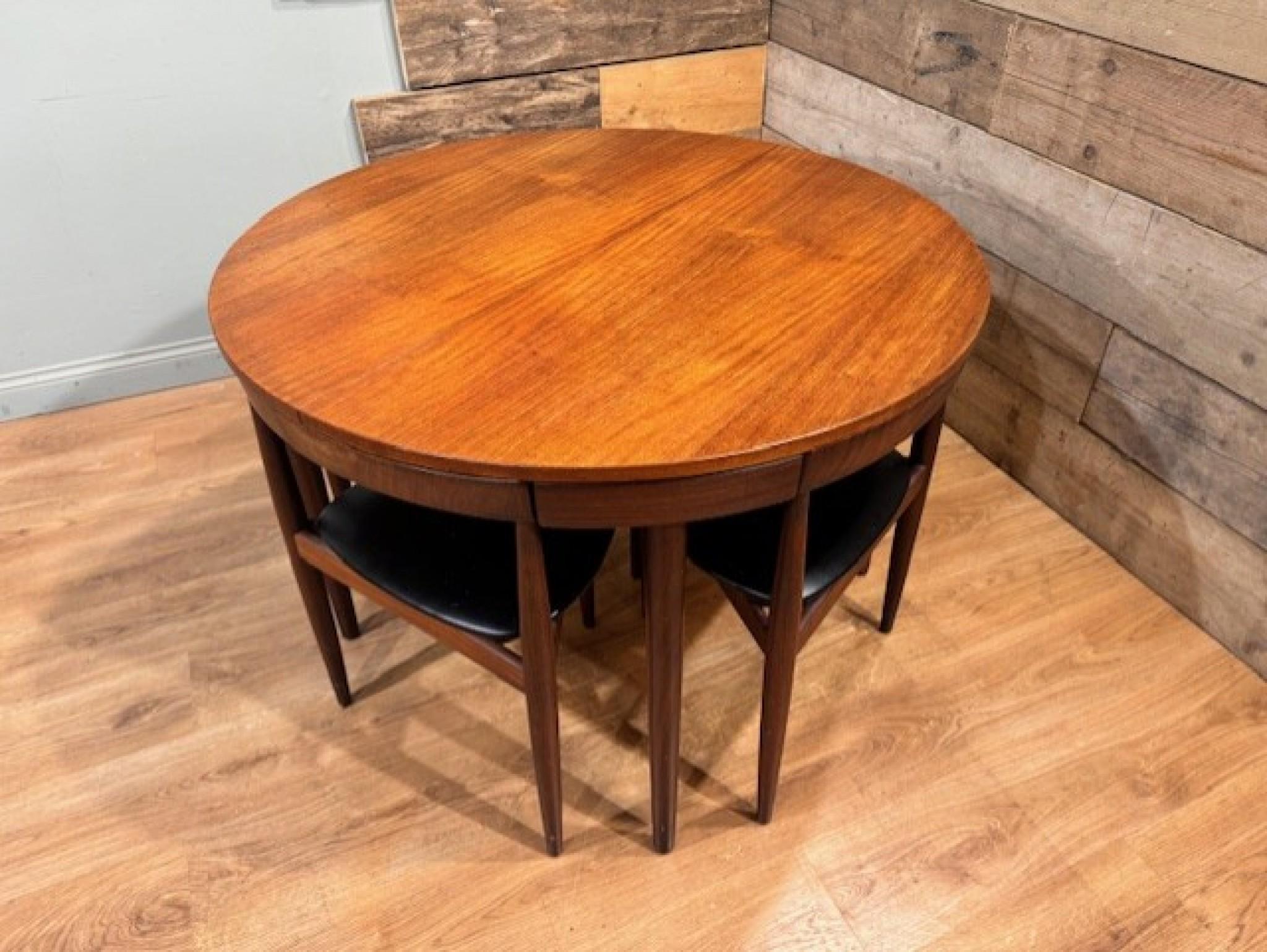 Mid-Century Dining Table and Chairs Set by Hans Olsen Teak Roundette for Frem Ro 6