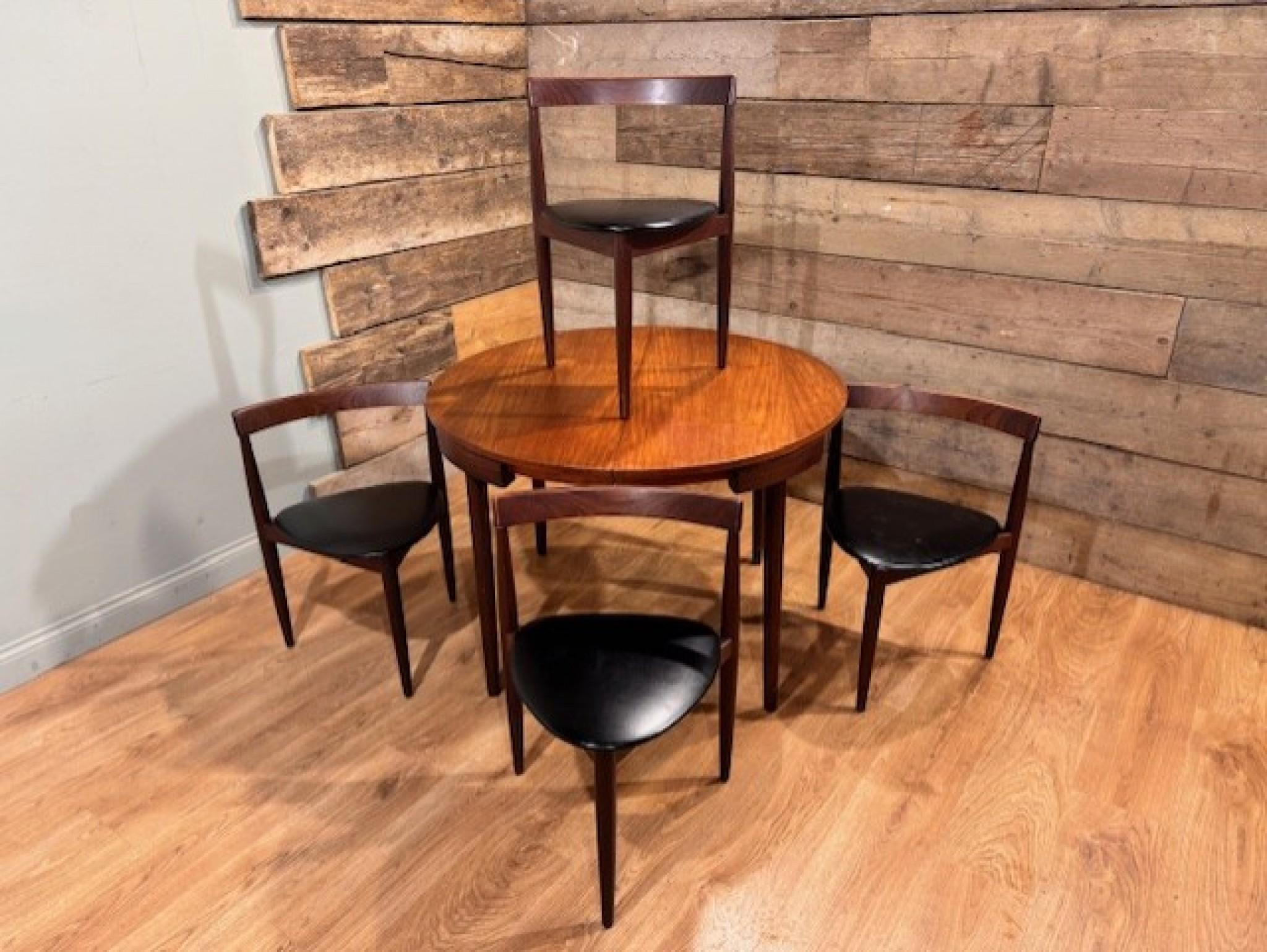 Mid-Century Modern Mid-Century Dining Table and Chairs Set by Hans Olsen Teak Roundette for Frem Ro