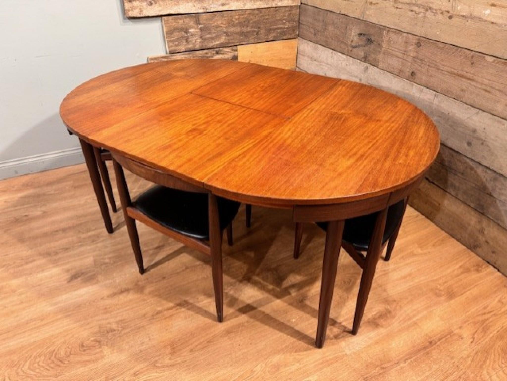 Late 20th Century Mid-Century Dining Table and Chairs Set by Hans Olsen Teak Roundette for Frem Ro