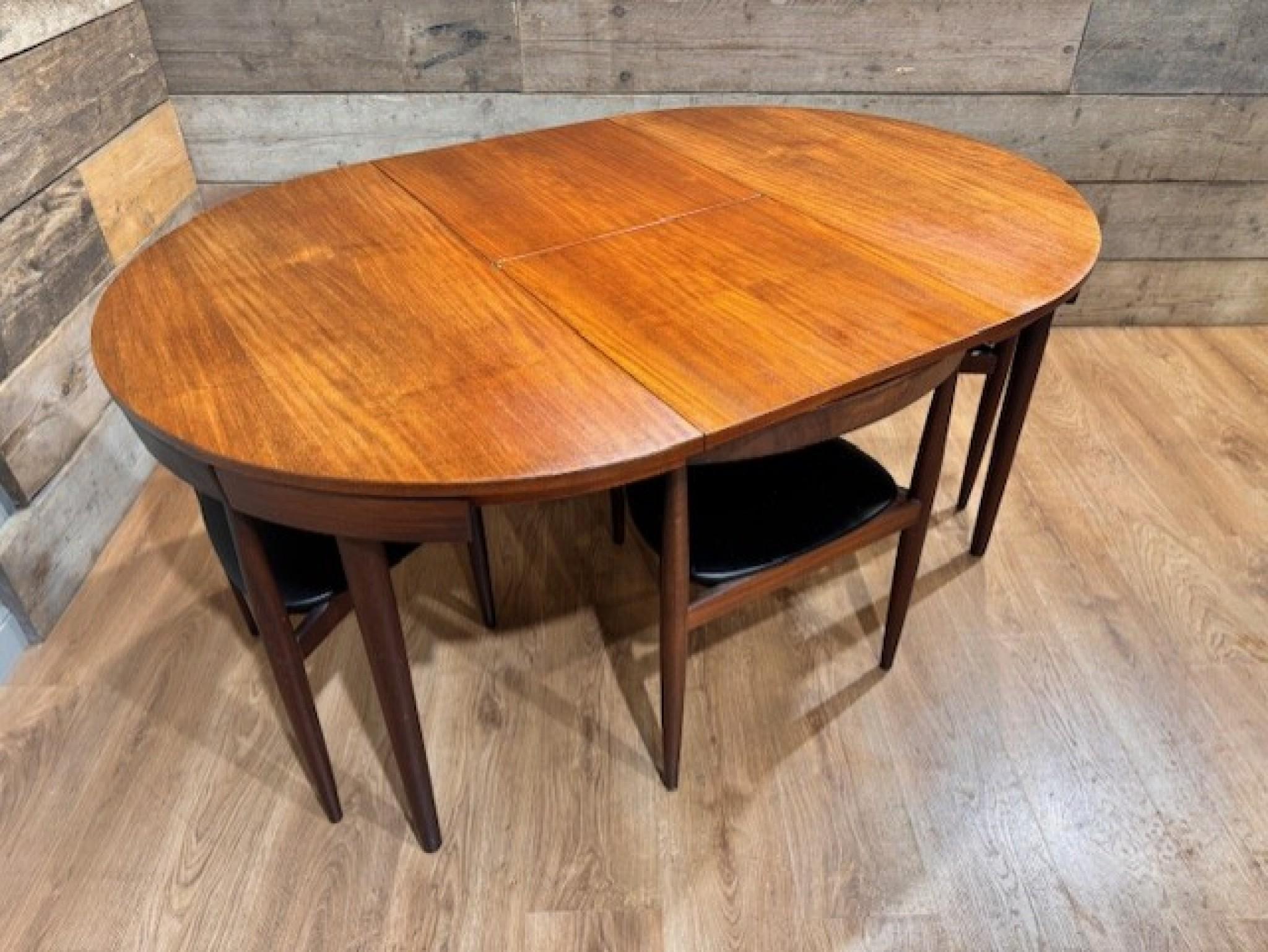 Mid-Century Dining Table and Chairs Set by Hans Olsen Teak Roundette for Frem Ro 1