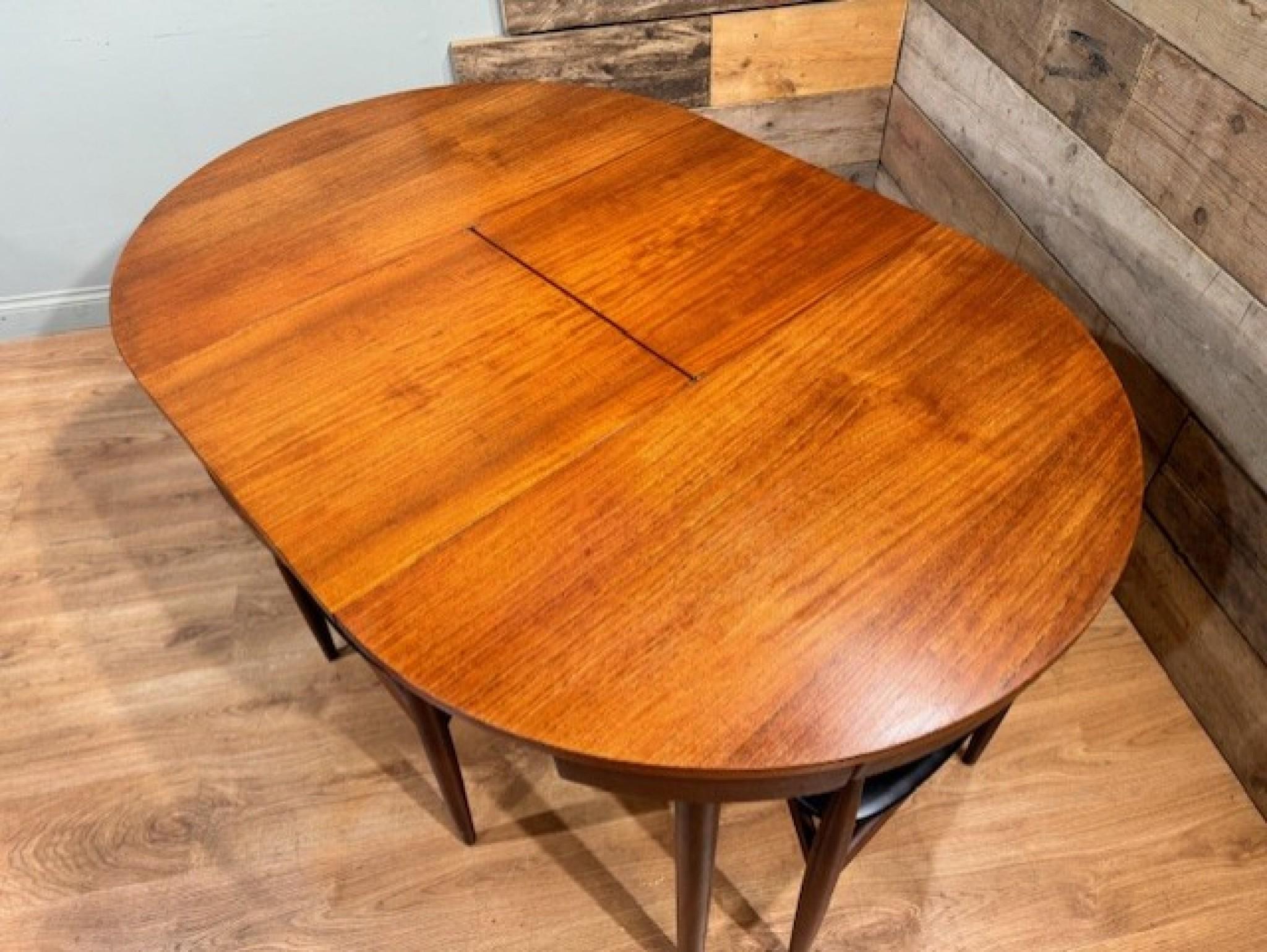 Mid-Century Dining Table and Chairs Set by Hans Olsen Teak Roundette for Frem Ro 2