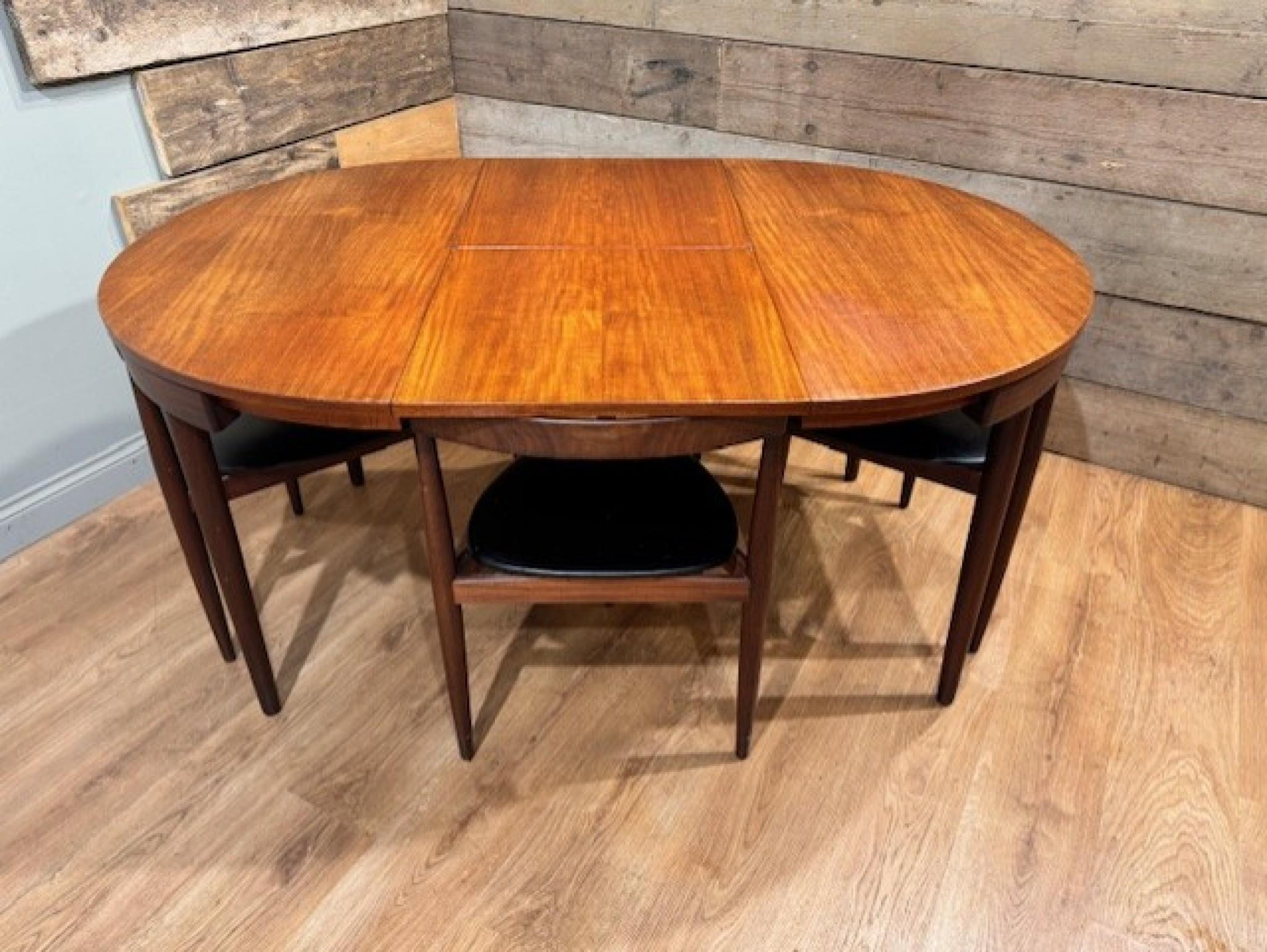 Mid-Century Dining Table and Chairs Set by Hans Olsen Teak Roundette for Frem Ro 3