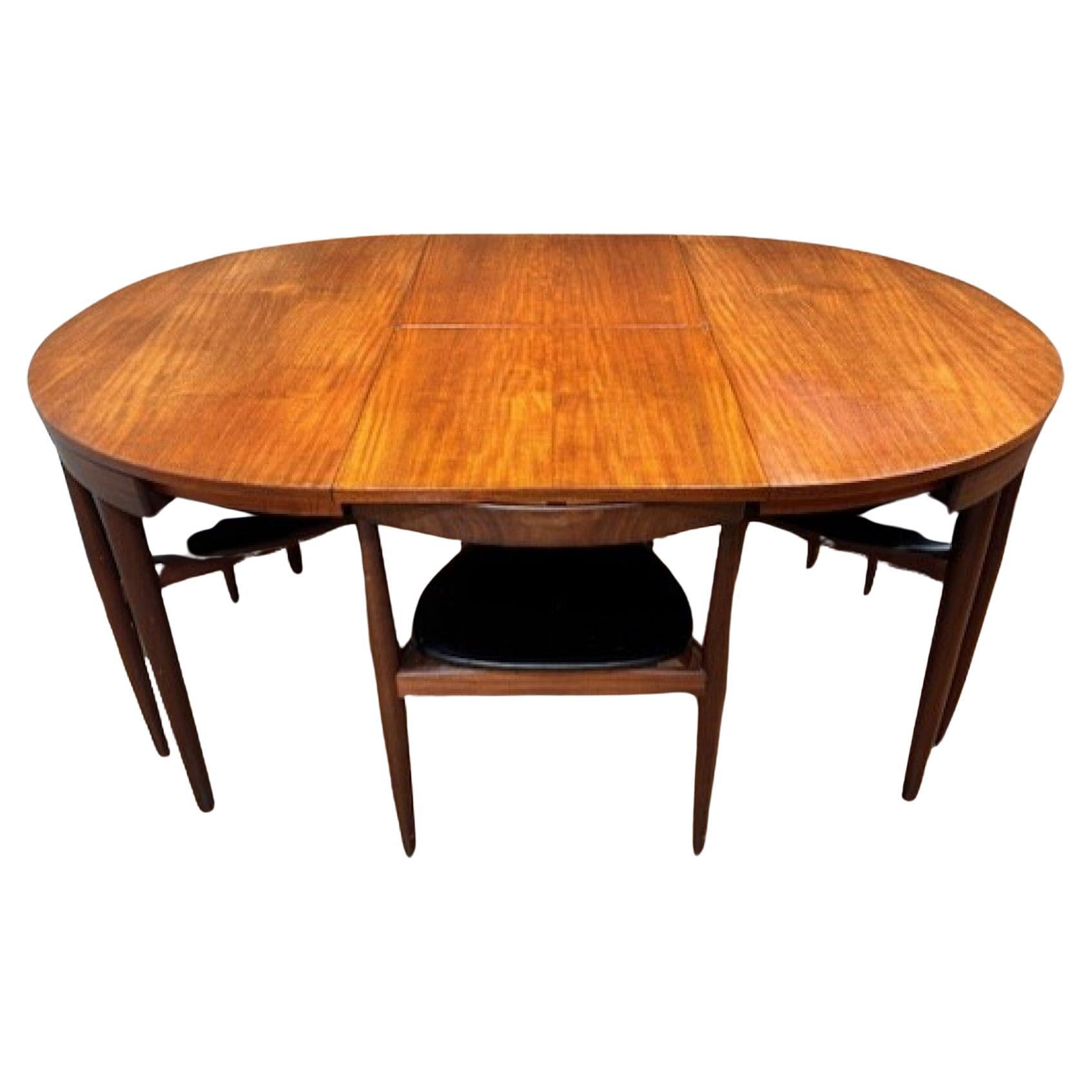 Mid-Century Dining Table and Chairs Set by Hans Olsen Teak Roundette for Frem Ro
