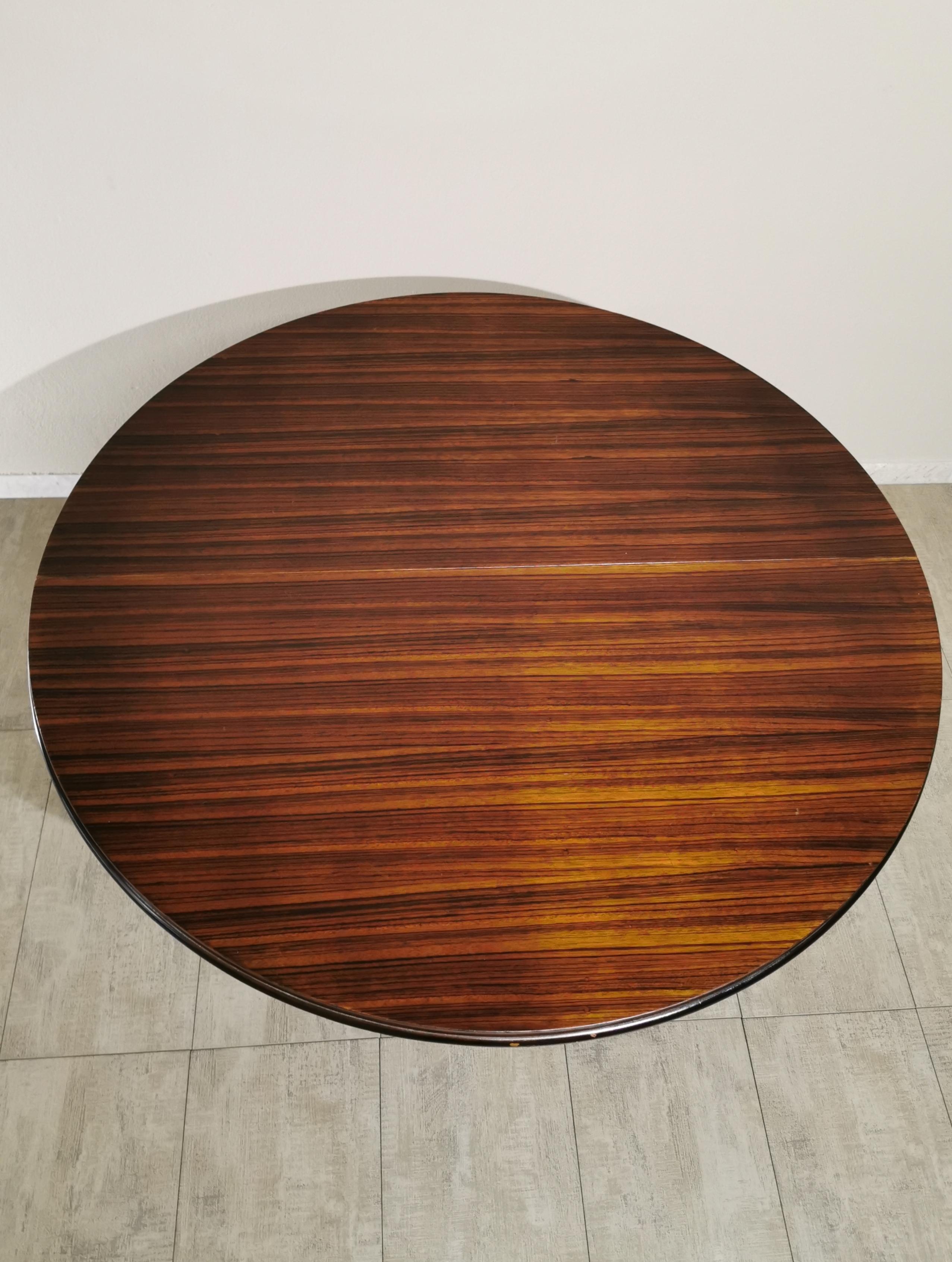 Mid Century Dining Table By Livenza Veneered Mahogany Chromed Metal Marble 1970s 1