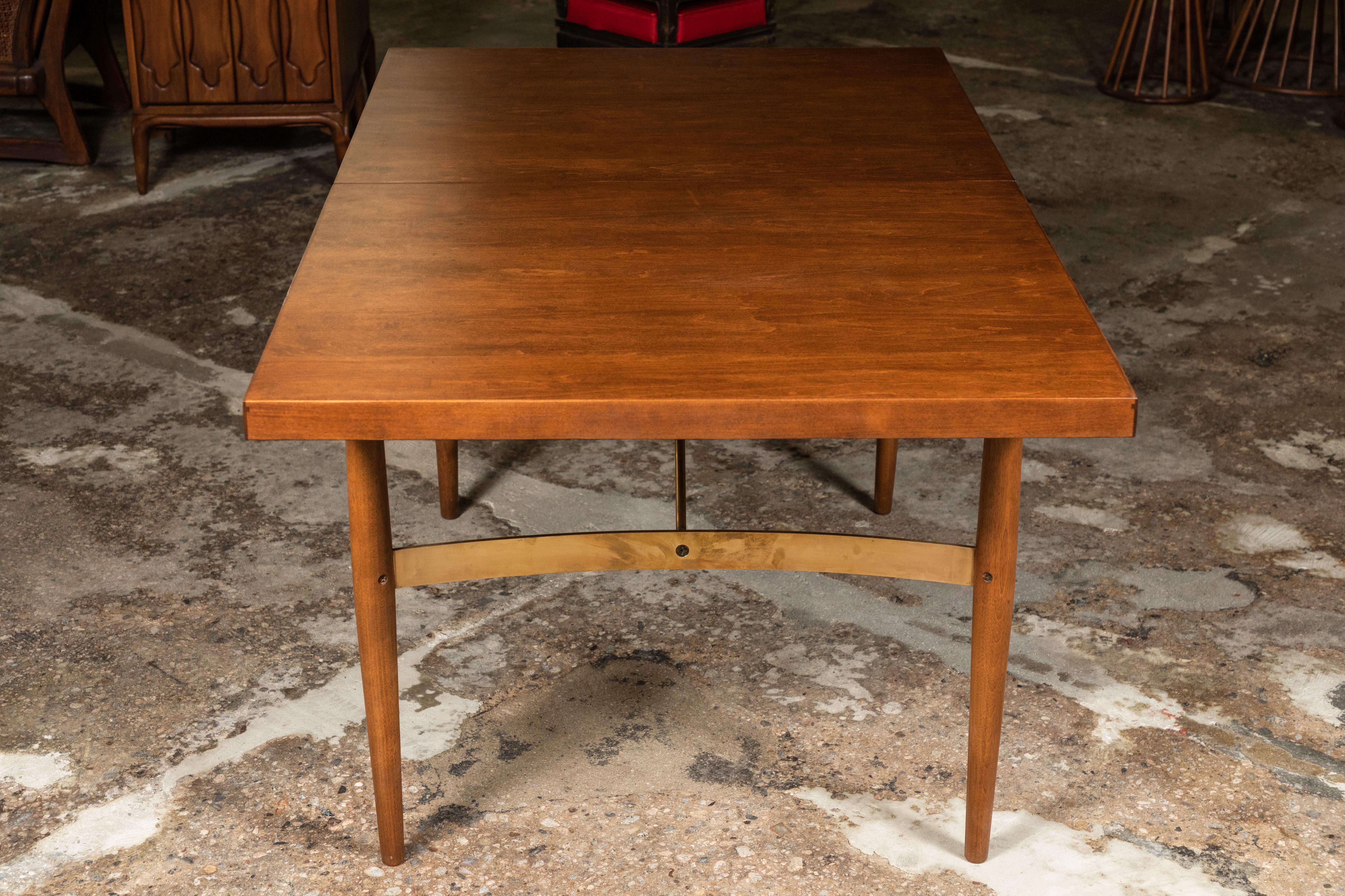 Midcentury Dining Table by Milo Baughman with Amazing Solid Brass Supports For Sale 5