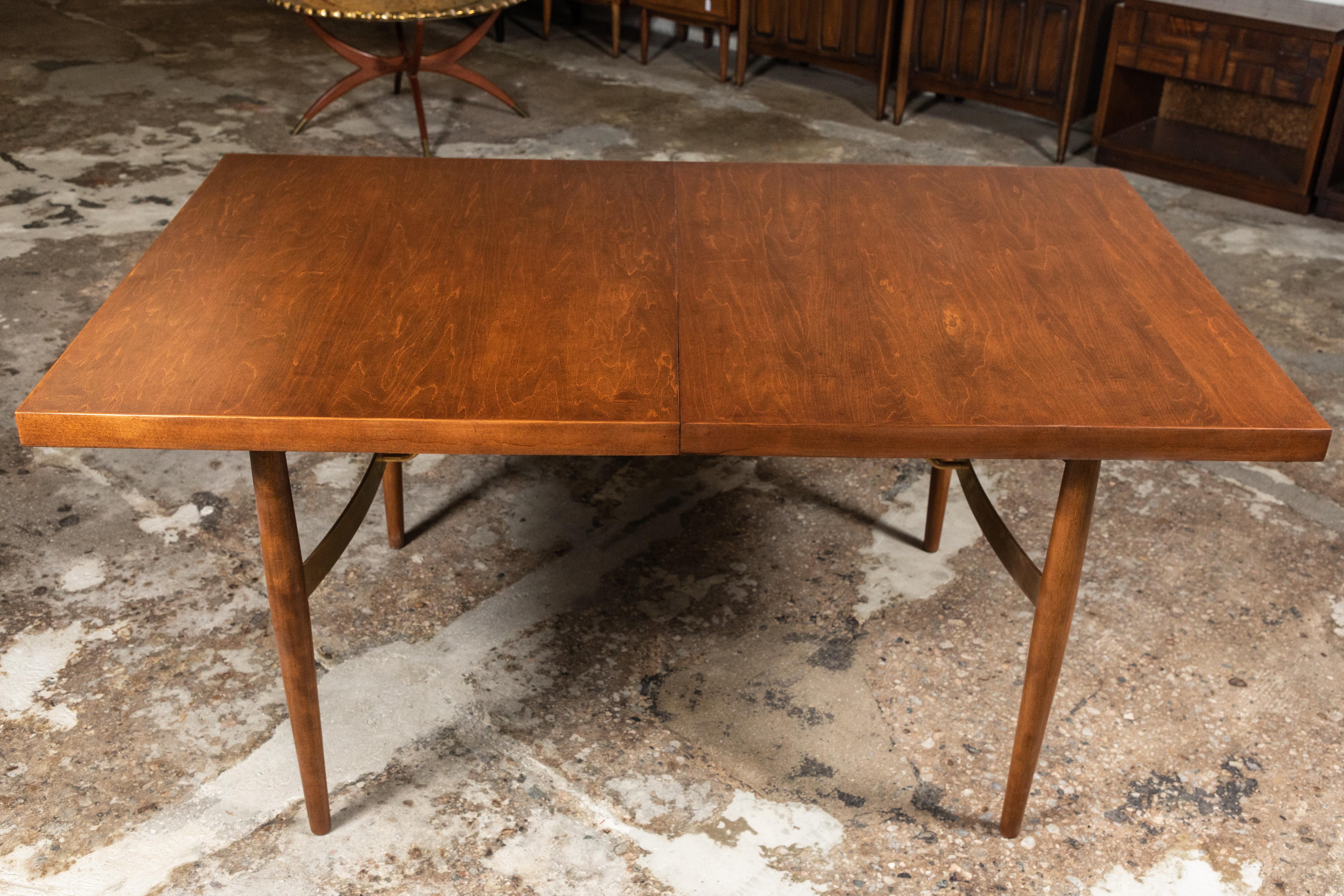 Mid-Century Modern Midcentury Dining Table by Milo Baughman with Amazing Solid Brass Supports For Sale