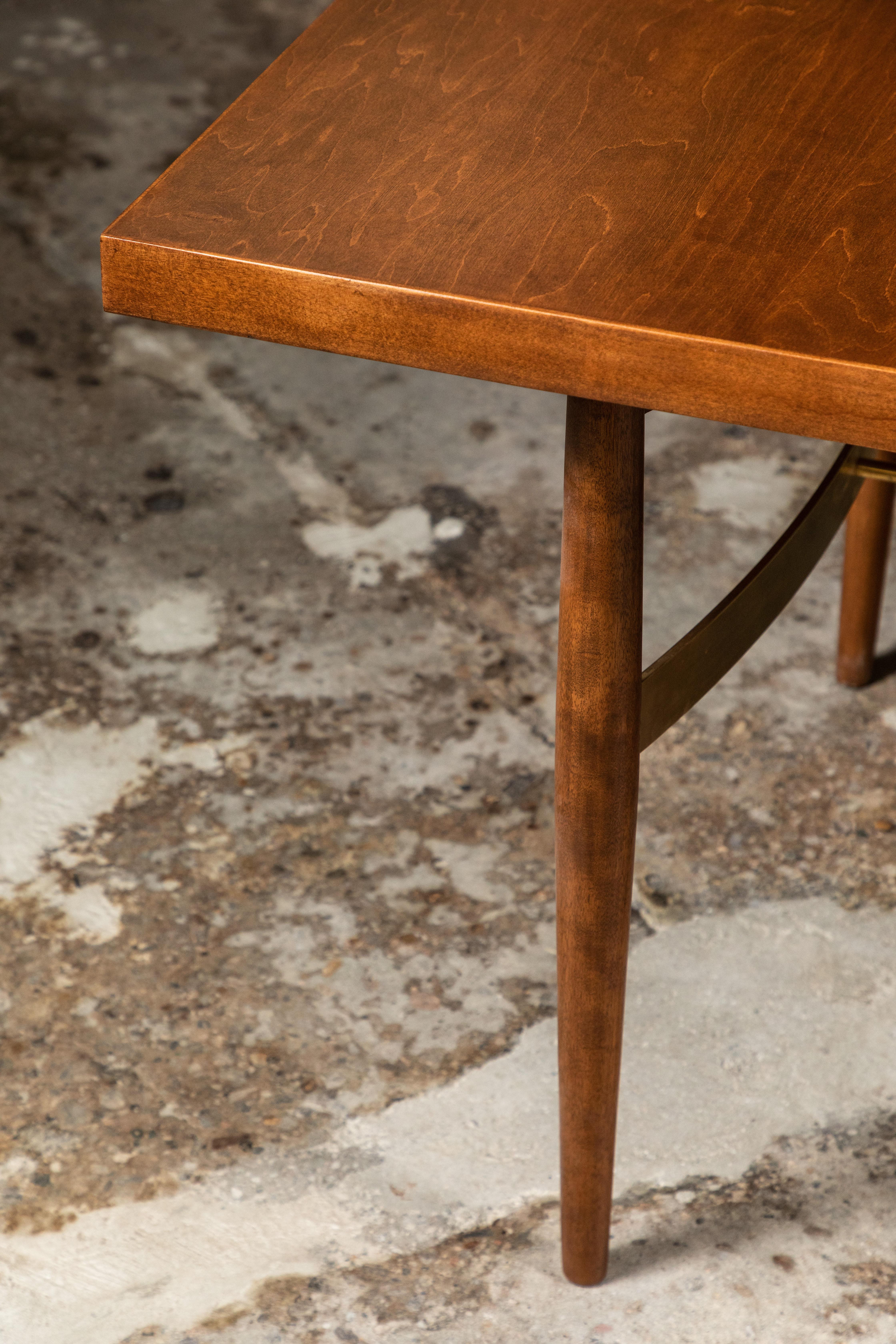 Midcentury Dining Table by Milo Baughman with Amazing Solid Brass Supports In Excellent Condition For Sale In santa monica, CA