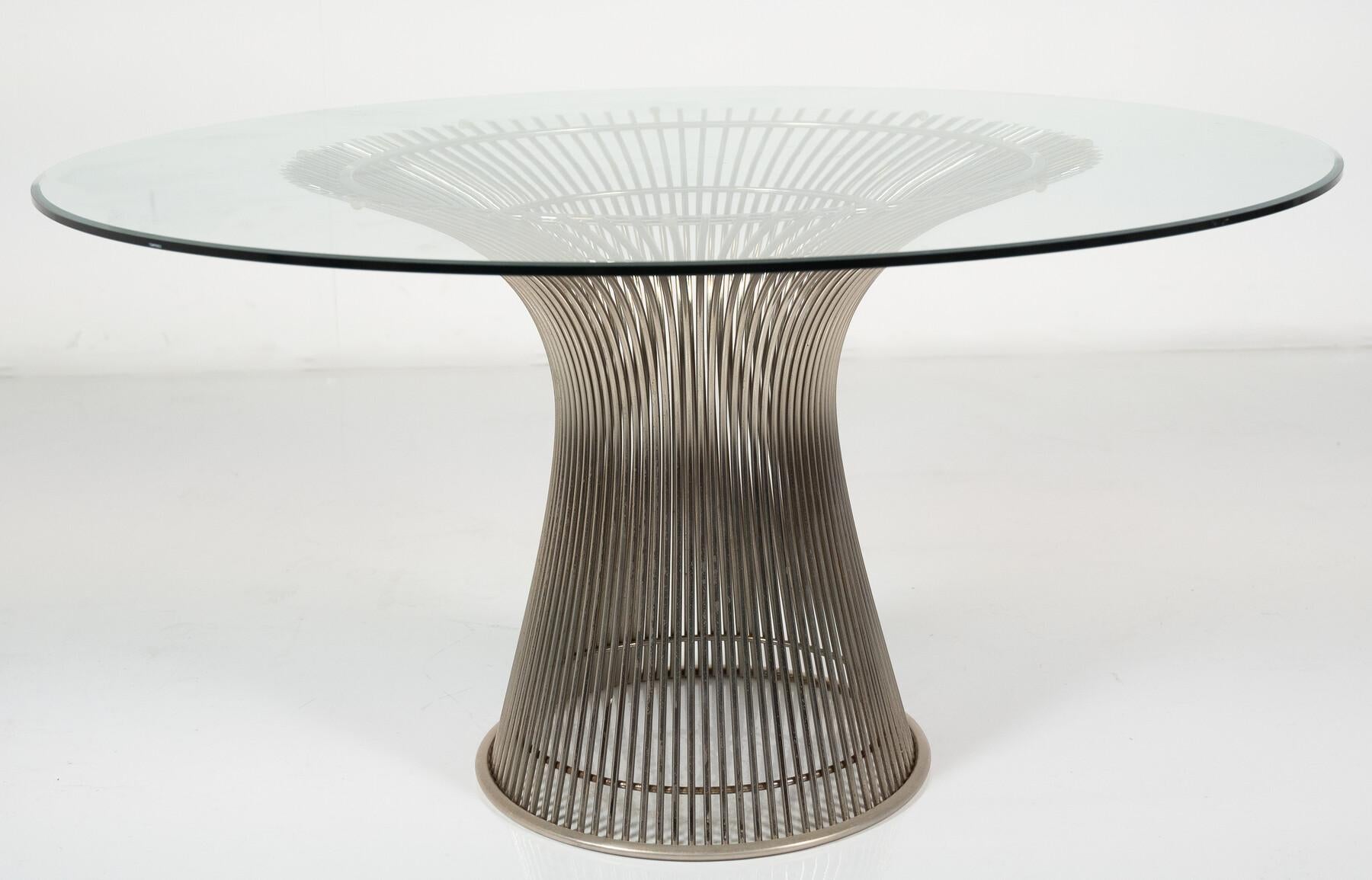 Table de salle à manger du milieu du siècle dernier par Warren Platner pour Knoll, verre et métal, 1966 en vente 3