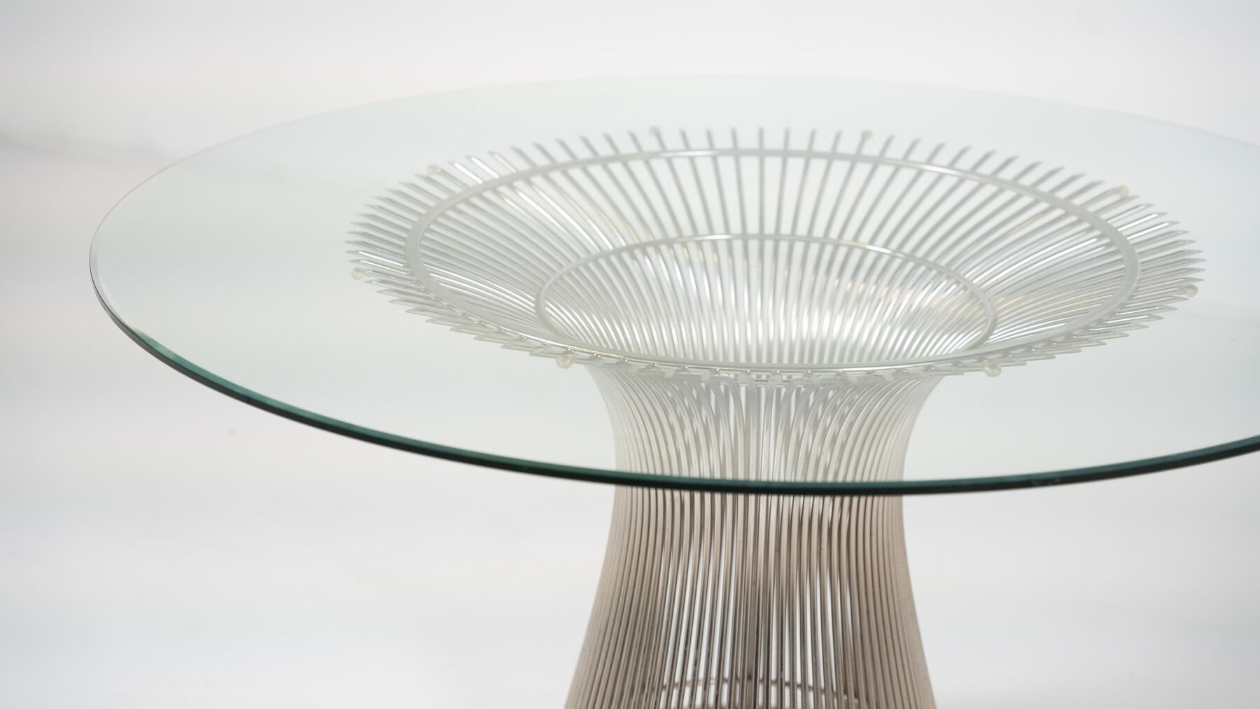 Table de salle à manger du milieu du siècle dernier par Warren Platner pour Knoll, verre et métal, 1966 en vente 4