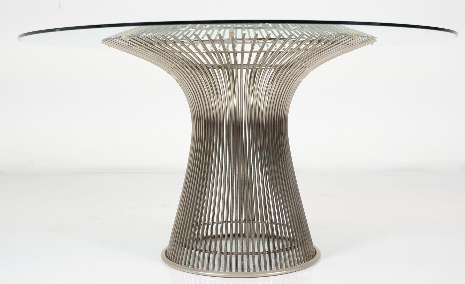 Table de salle à manger du milieu du siècle dernier par Warren Platner pour Knoll, verre et métal, 1966 en vente 5