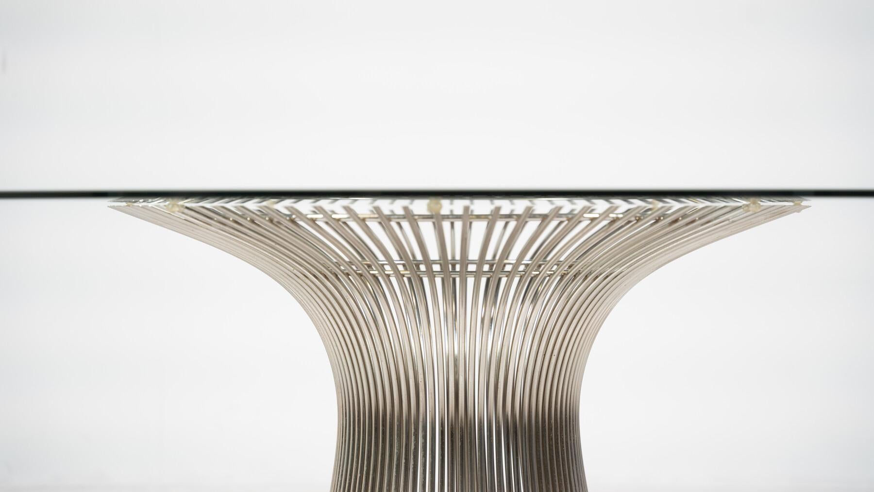 Mid-Century Modern Table de salle à manger du milieu du siècle dernier par Warren Platner pour Knoll, verre et métal, 1966 en vente