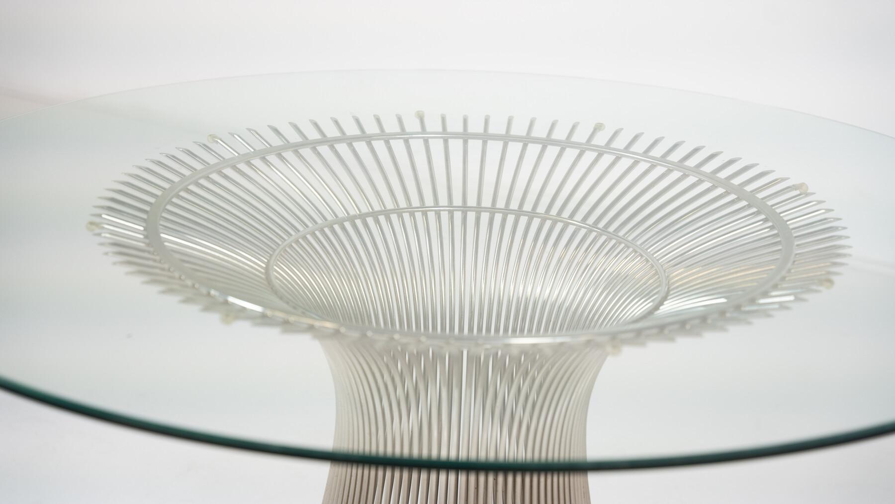 Américain Table de salle à manger du milieu du siècle dernier par Warren Platner pour Knoll, verre et métal, 1966 en vente