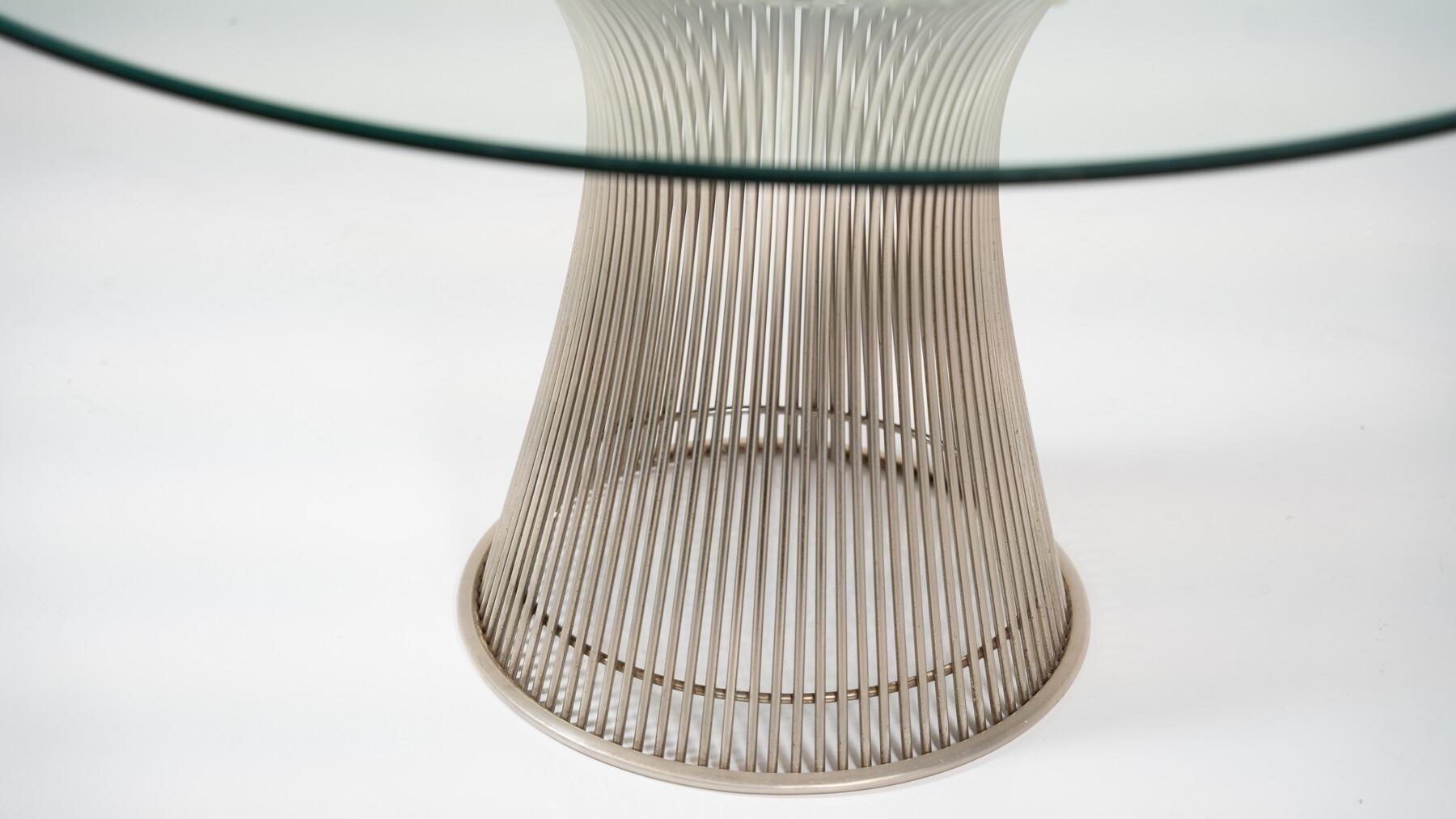 Table de salle à manger du milieu du siècle dernier par Warren Platner pour Knoll, verre et métal, 1966 Bon état - En vente à Brussels, BE