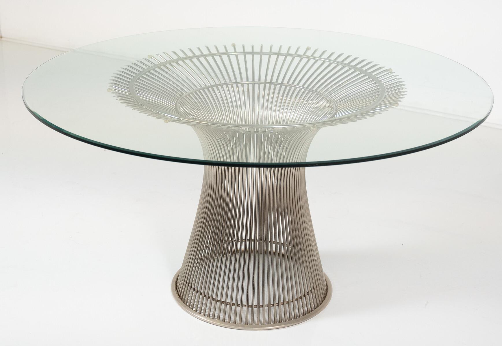 Milieu du XXe siècle Table de salle à manger du milieu du siècle dernier par Warren Platner pour Knoll, verre et métal, 1966 en vente