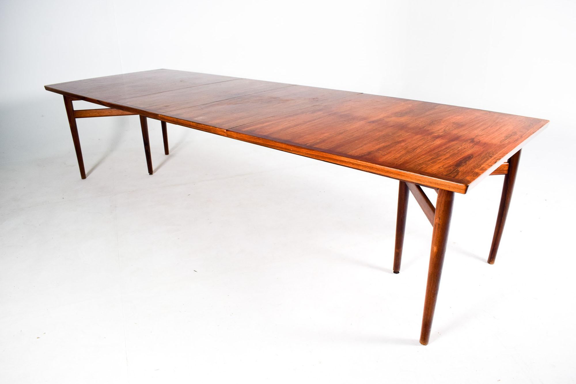 Rosewood Midcentury Dining Table Designed by Arne Vodder for Sibast, Denmark