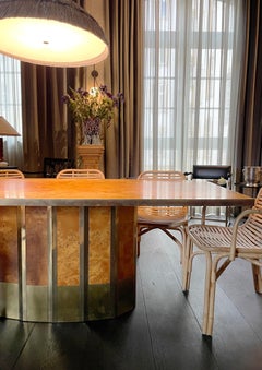 Mid-Century Dining Table for 8 people by Willy Rizzo, Ash Burl, Italy