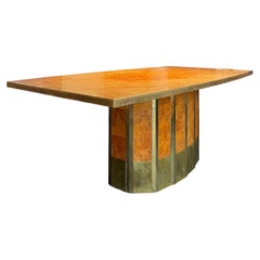 Mesa de comedor de mediados de siglo para 8 personas de Willy Rizzo, fresno, Italia