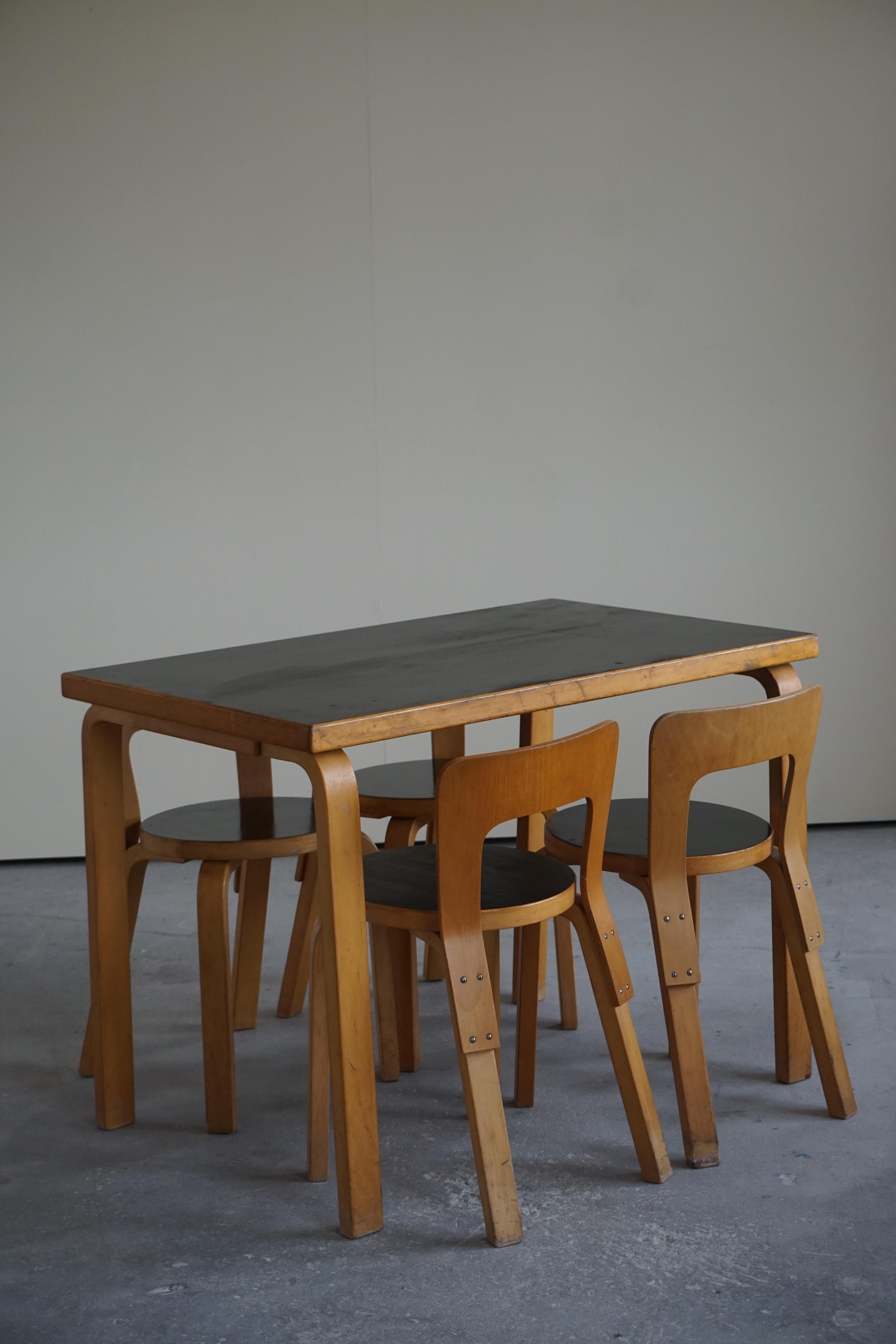 Mid century dining table in birch by Alvar Aalto for Artek Finland, circa 1950s. Model 81.

It can also be used as a office desk.
This early version is in a good original condition.