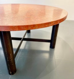 Mid-Century Dining Table in Red Travertine, Italy 1970s