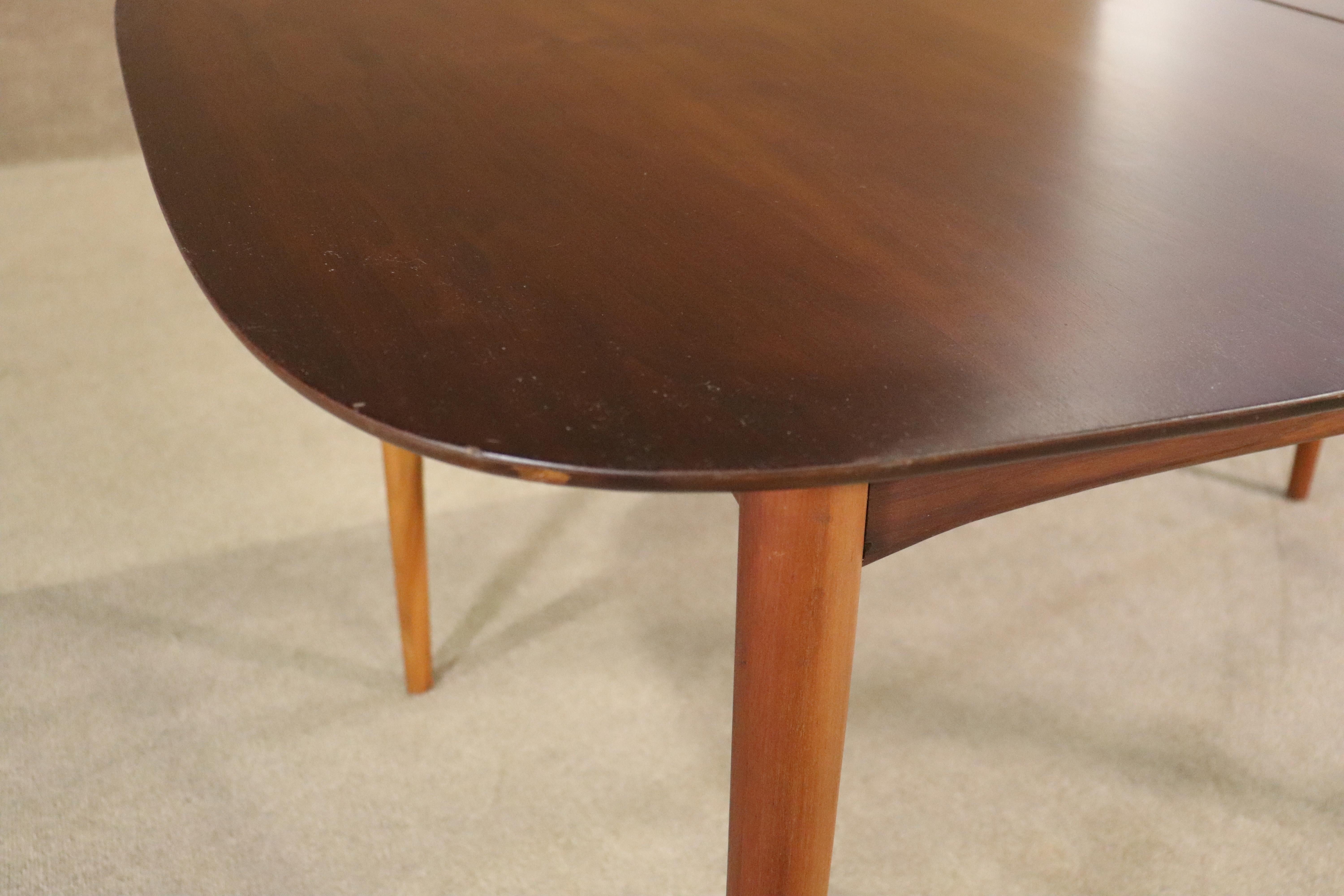 Walnut Mid-Century Dining Table w/ Leaf For Sale