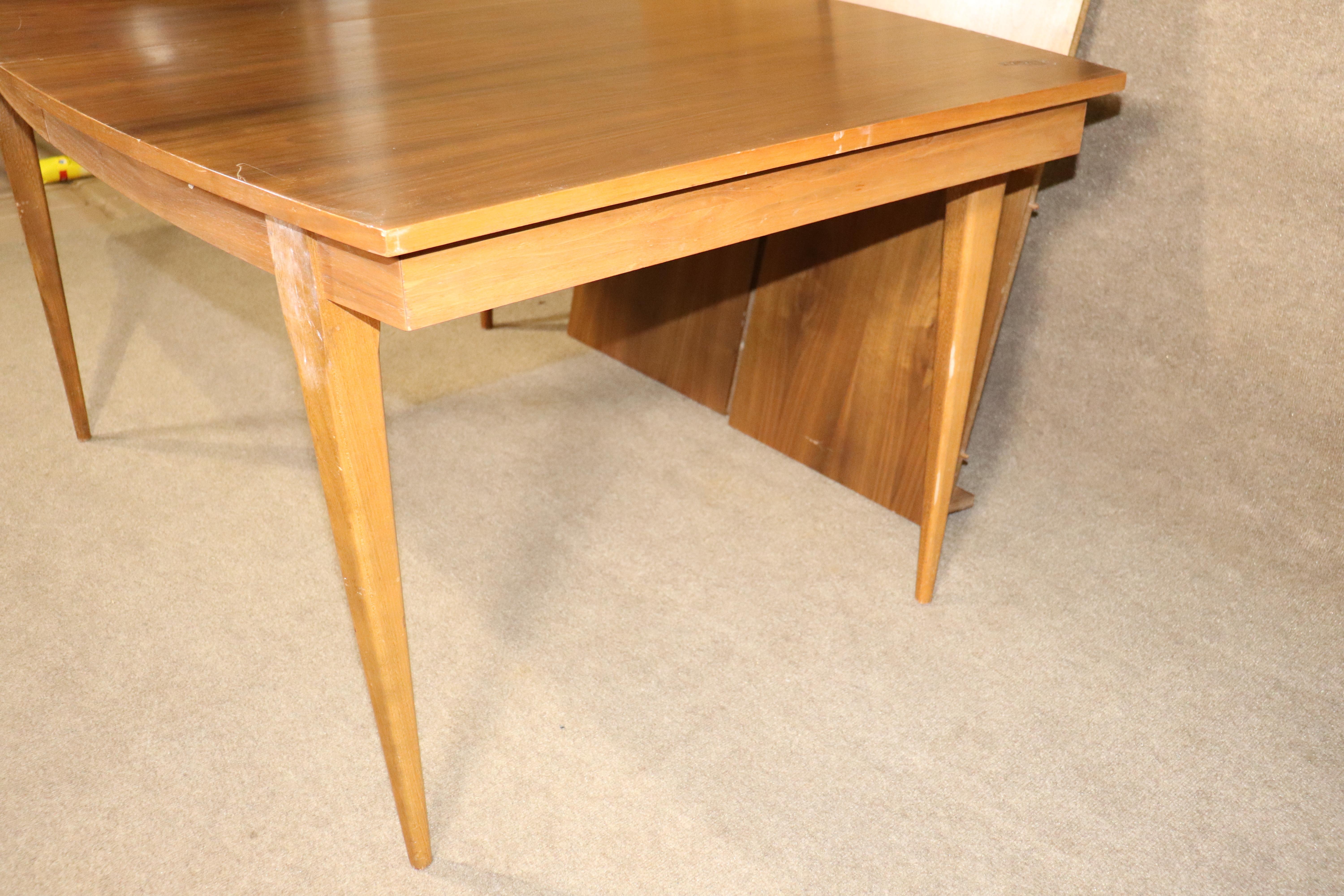 Walnut Midcentury Dining Table w/ Leaves For Sale