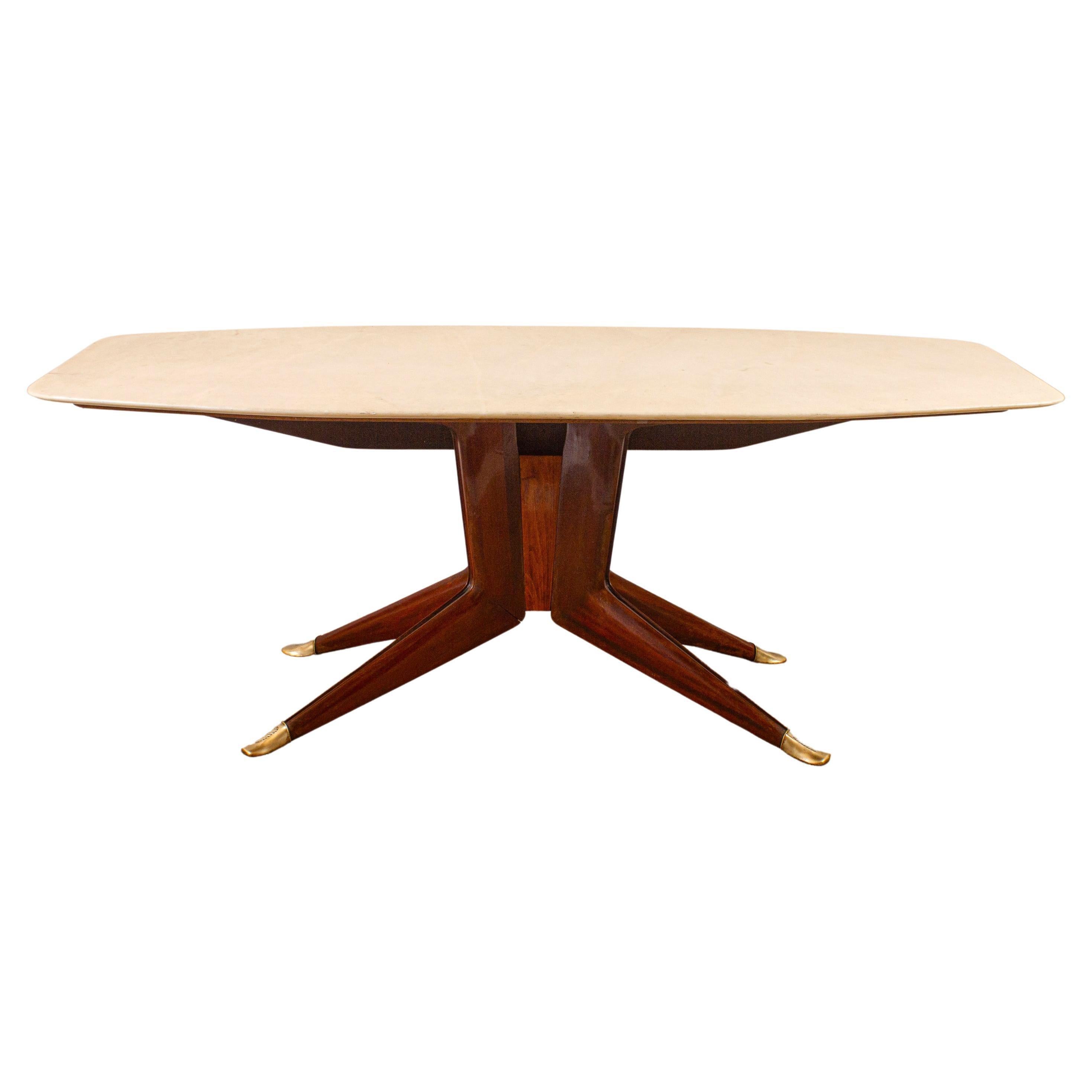 Mid -Century Dining Table with a White Marble Top Attrib. to Ico Parisi 1950s For Sale 5