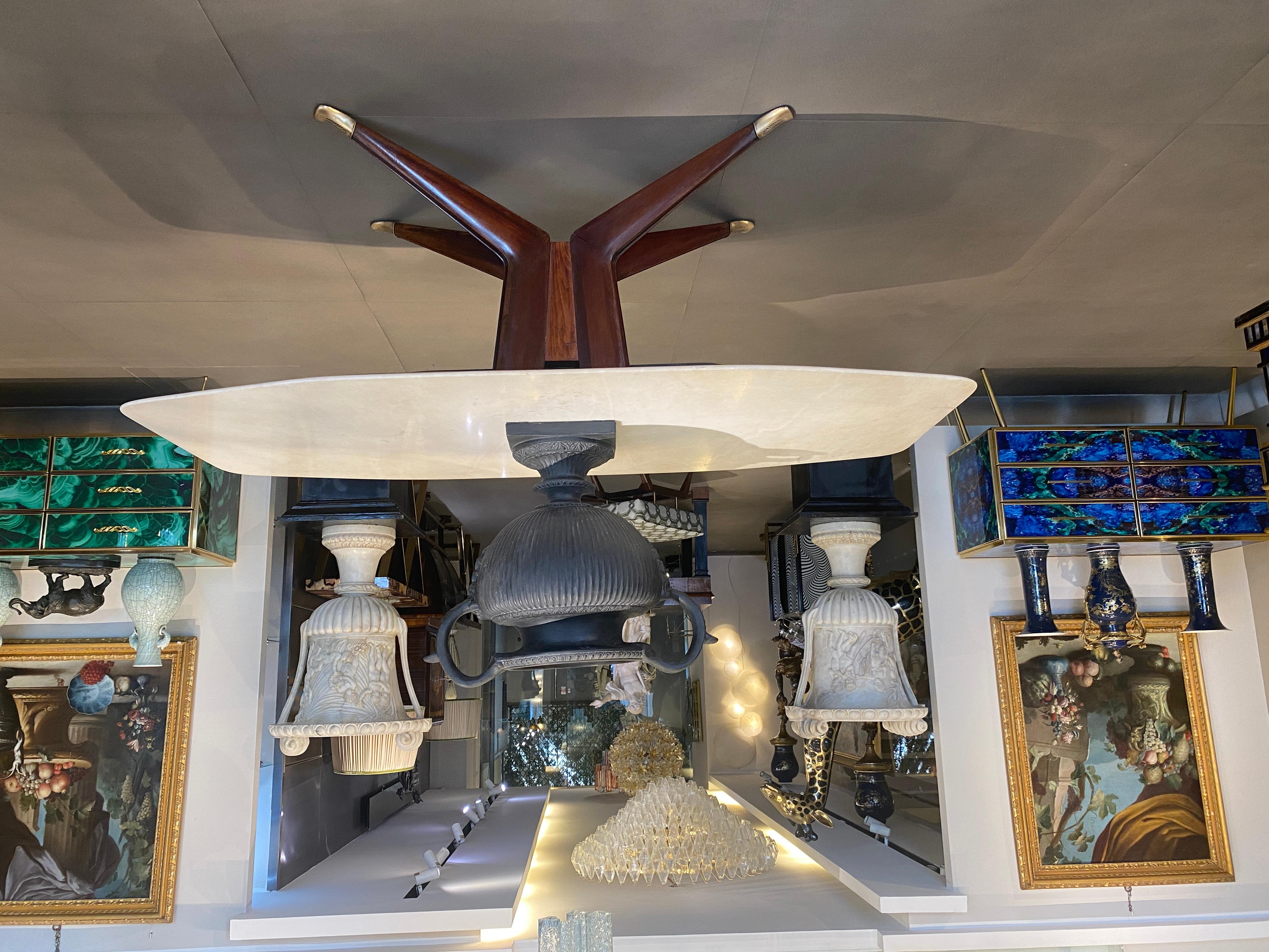 Mesa de comedor de mediados de siglo con tablero de mármol blanco Atrib. a Ico Parisi Años 50 en venta 6