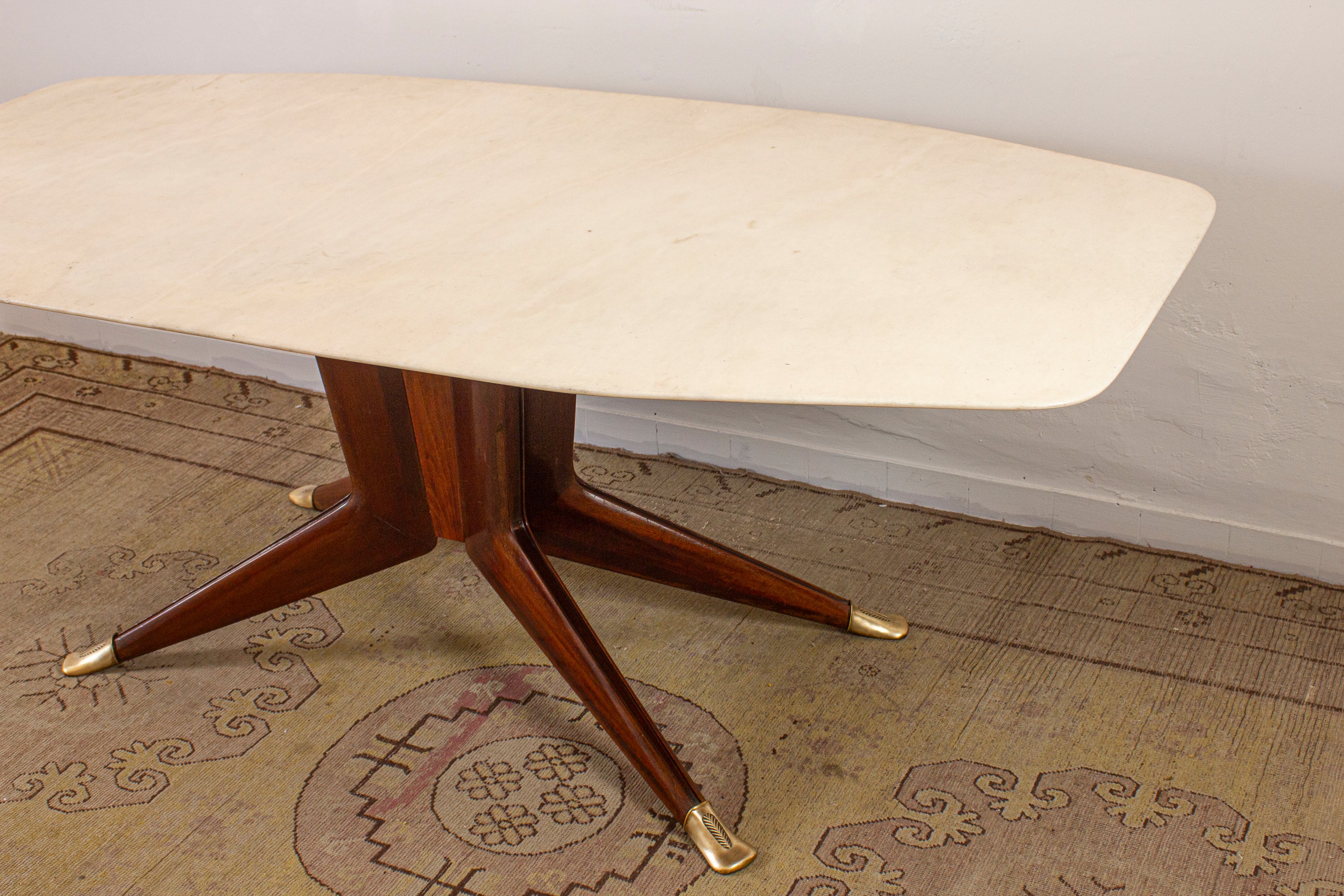 Mid-Century Modern Mid -Century Dining Table with a White Marble Top Attrib. to Ico Parisi 1950s For Sale