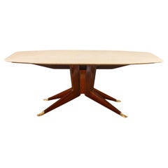 Vintage Mid-Century Dining Table with a White Marble Top Attrib. to Ico Parisi 1950s