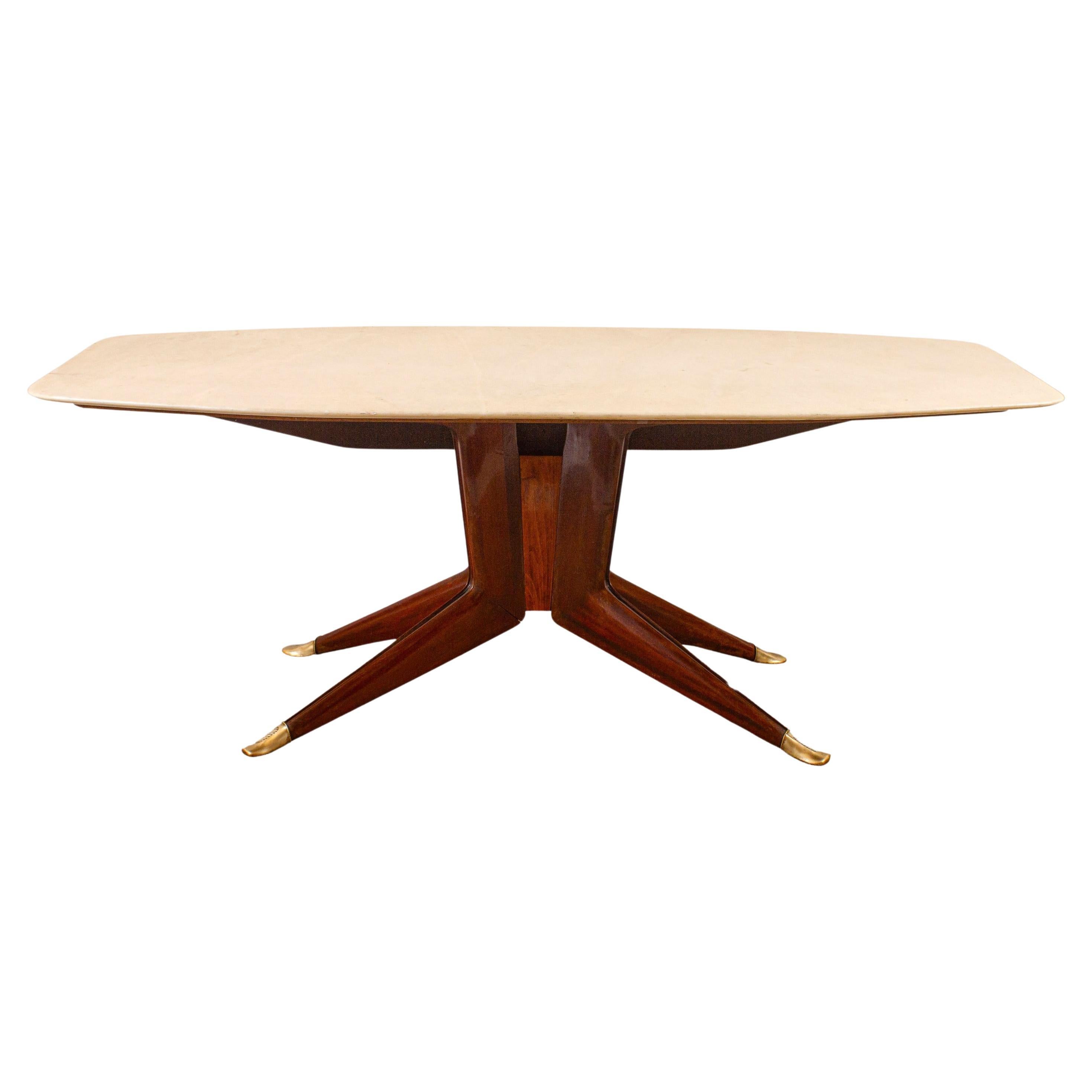 Mid-Century Dining Table with a White Marble Top Attrib. to Ico Parisi 1950s