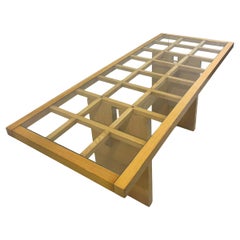 Mid-Century Dining Table, Wood with Glass Top, Italy, 1970s