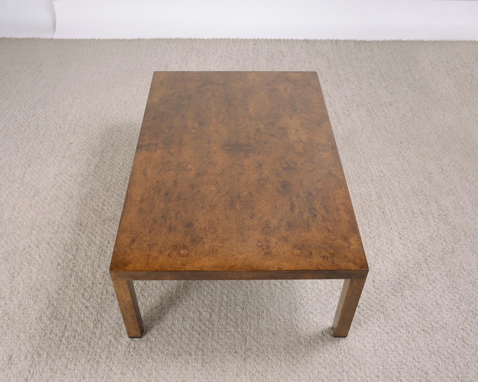 American 1970s Directional Collection Walnut Burl Coffee Table - Mid-Century Elegance