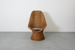Mid-Century Dirk van Sliedregt Peacock Throne Chair, Woven Rattan High Back