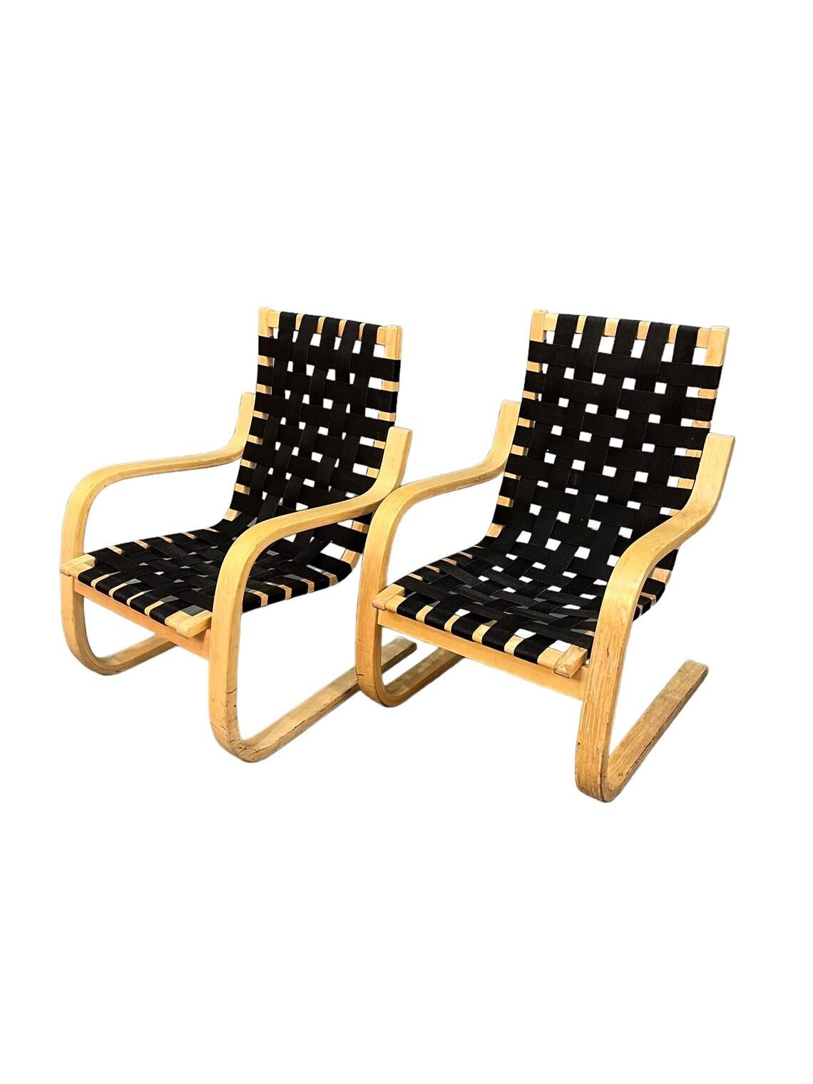 Mid Century Bentwood, Maple lounge chairs with black canvas grid/ stripes
1960s circa
Good condition, considering age and use