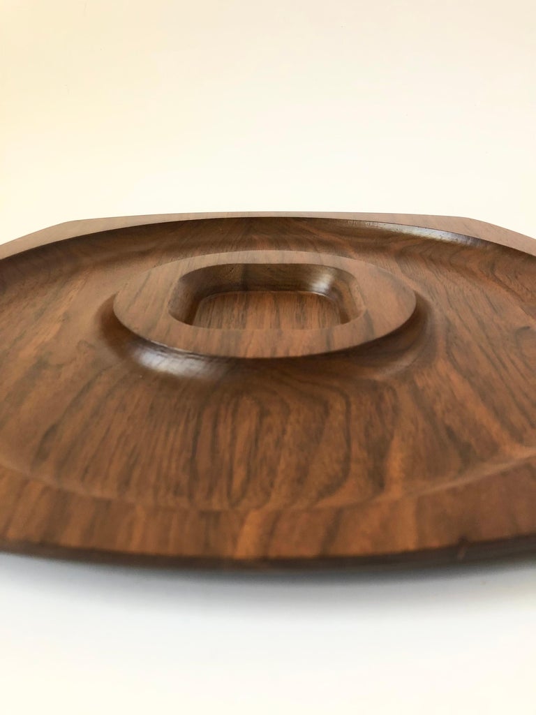 Mid Century Divided Wood Tray by Gladmark For Sale at 1stDibs