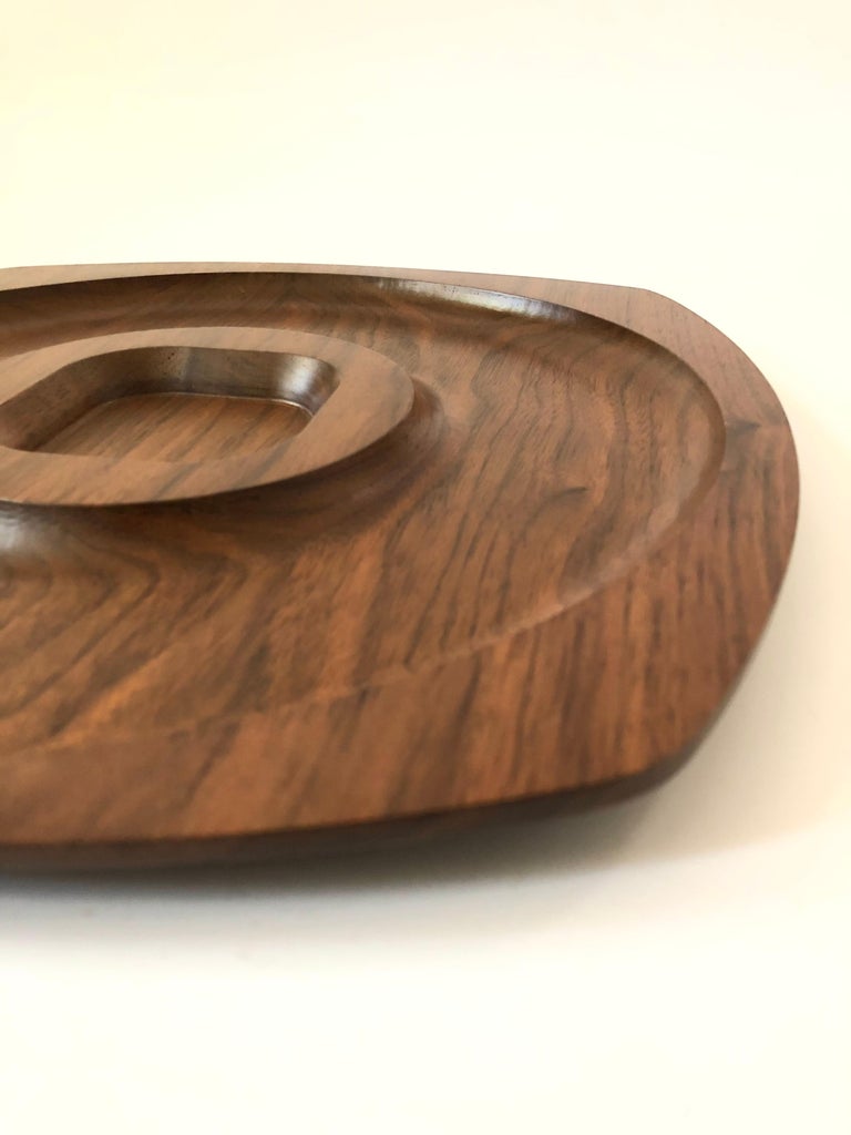 Mid Century Divided Wood Tray by Gladmark For Sale at 1stDibs