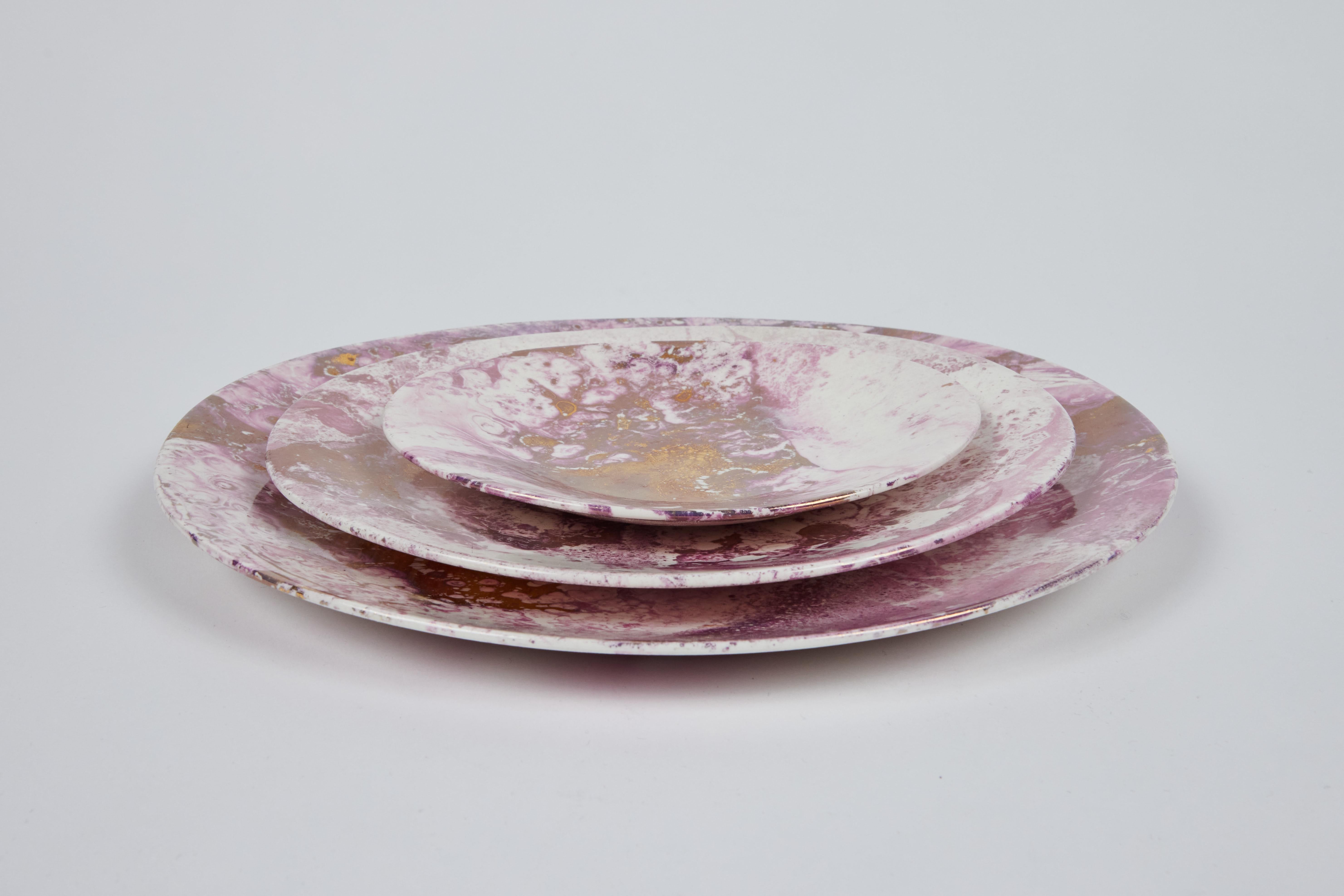 Glazed Mid-Century Dixie Rett Plates, Set of 10