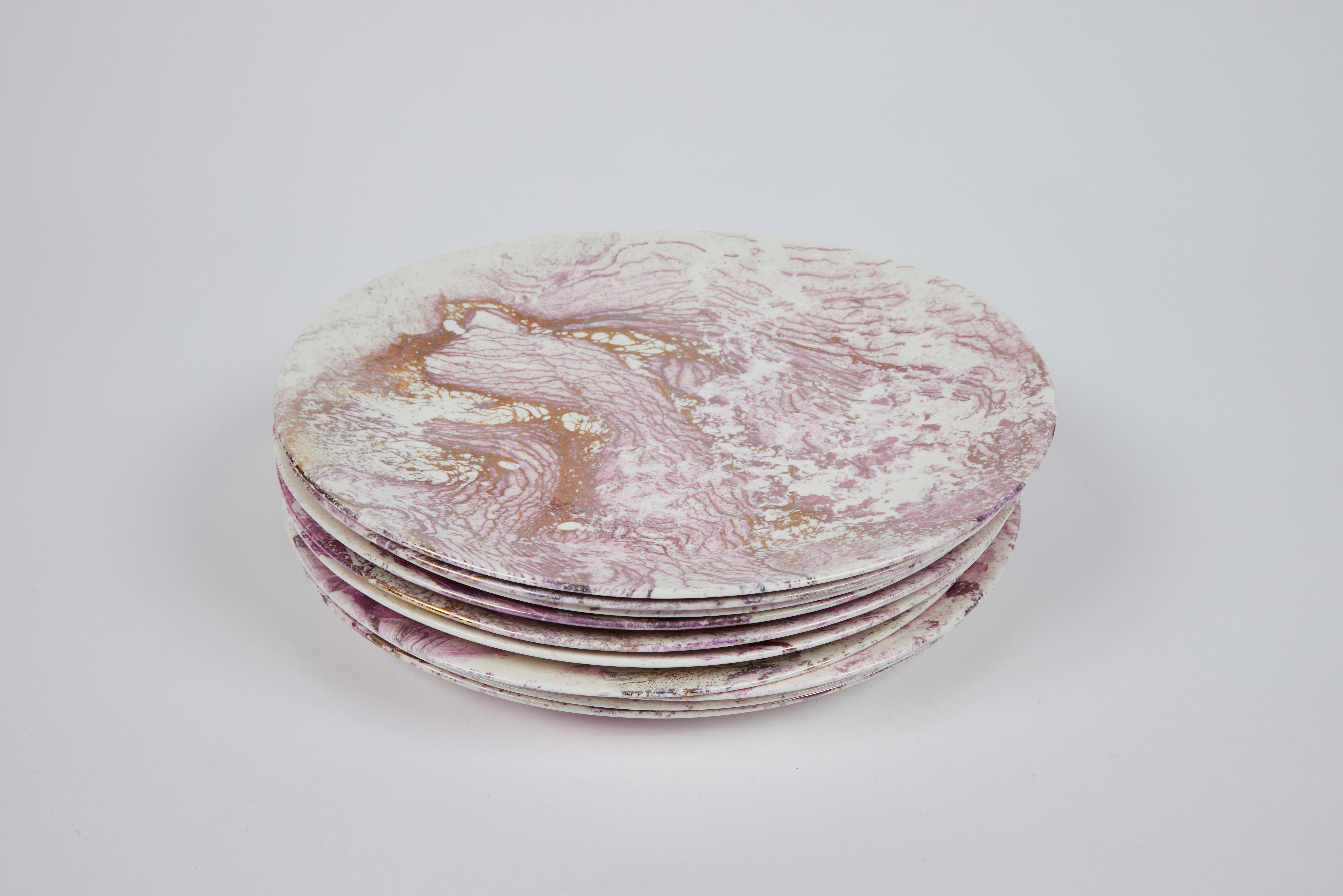 Ceramic Mid-Century Dixie Rett Plates, Set of 10