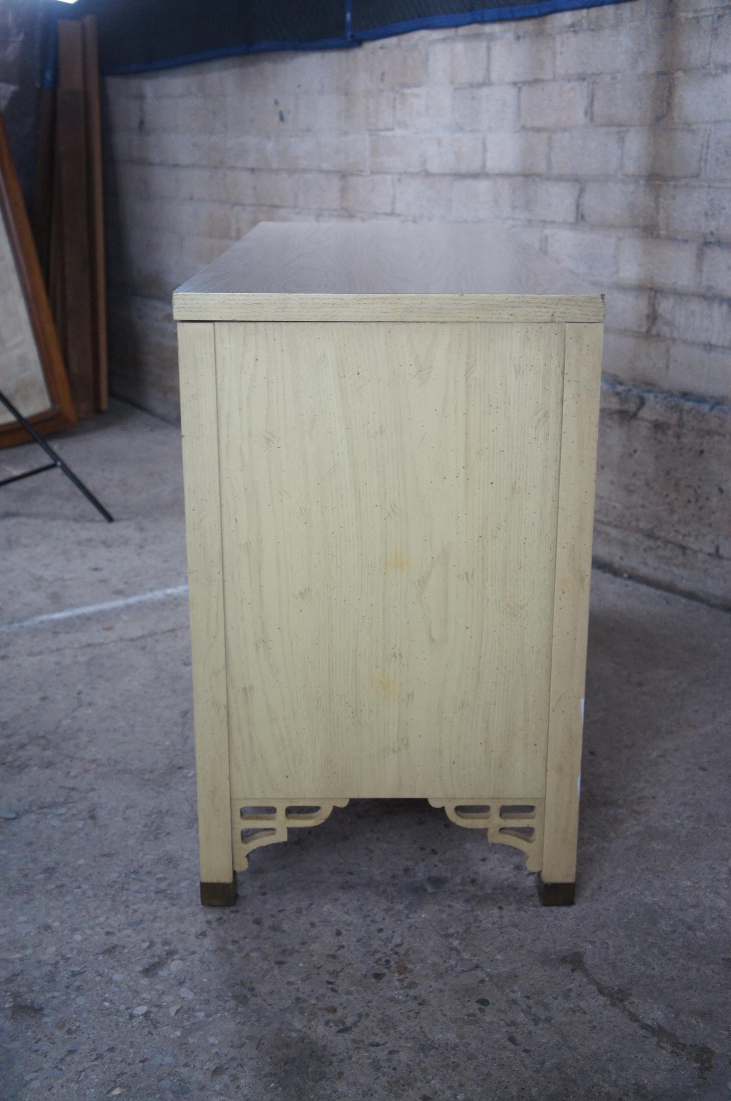 Midcentury Dixie Shangri La Chinese Chippendale Bohemian Oak Double Dresser 3