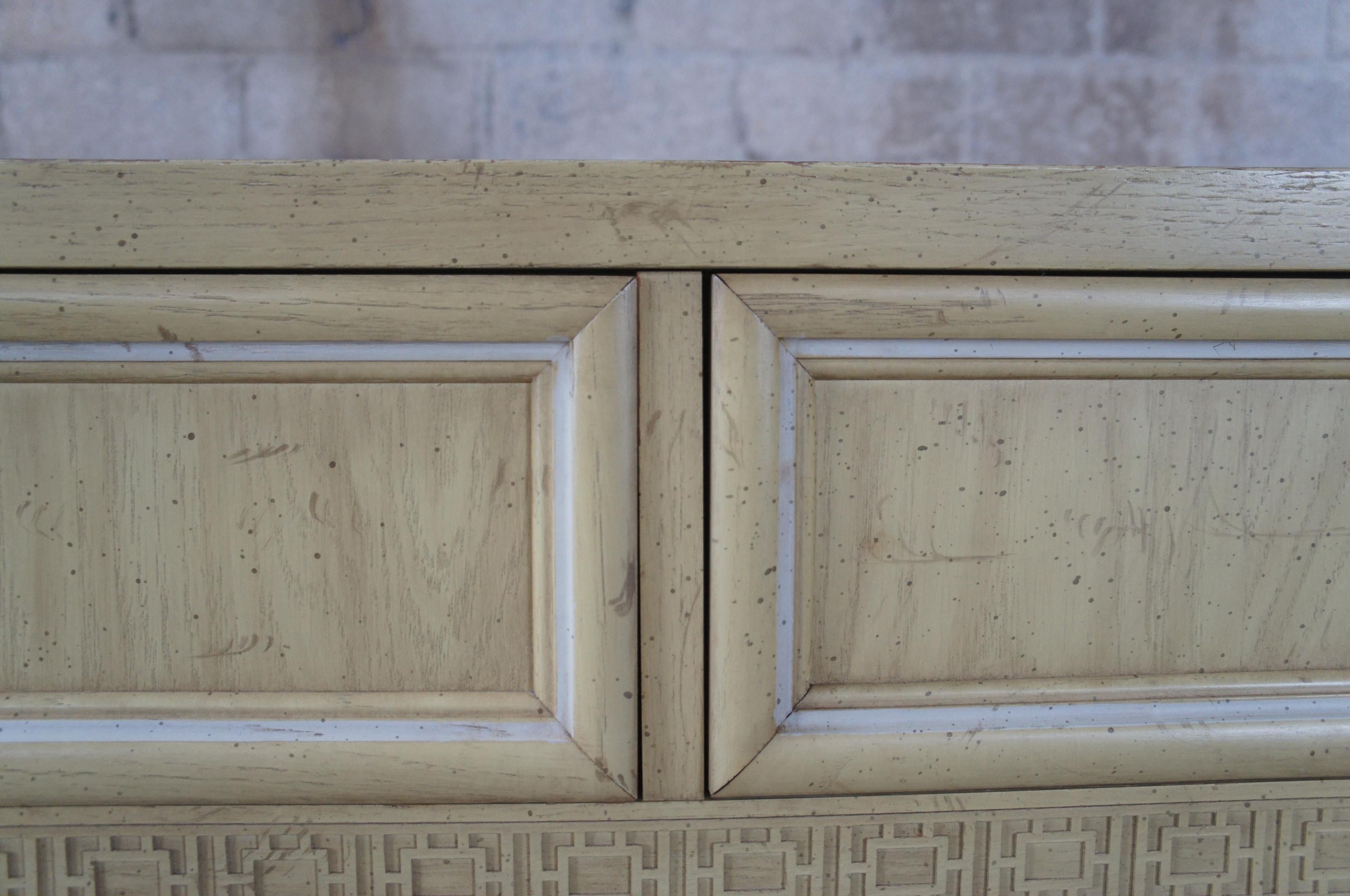 Midcentury Dixie Shangri La Chinese Chippendale Bohemian Oak Double Dresser 5