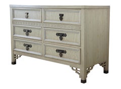 Midcentury Dixie Shangri La Chinese Chippendale Bohemian Oak Double Dresser