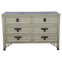 Midcentury Dixie Shangri La Chinese Chippendale Bohemian Oak Double Dresser