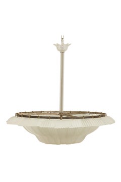 Mid-Century dome form frosted textured glass chandelier