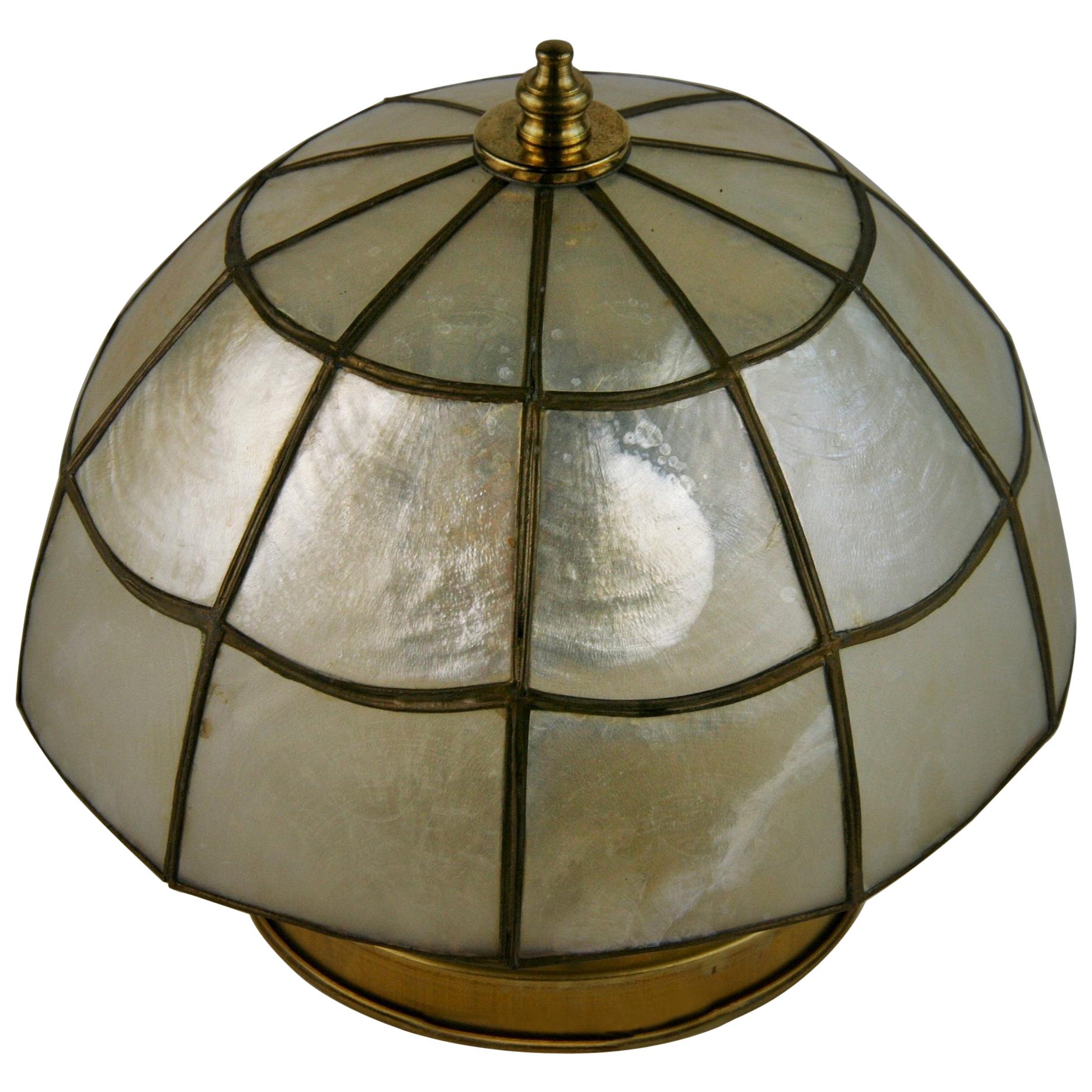 Mid Century Dome Shaped Capiz Shell Semi Flushmount