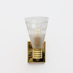 Mid-century Domus Blown and Angraved Murano Glass Sconces, Pair