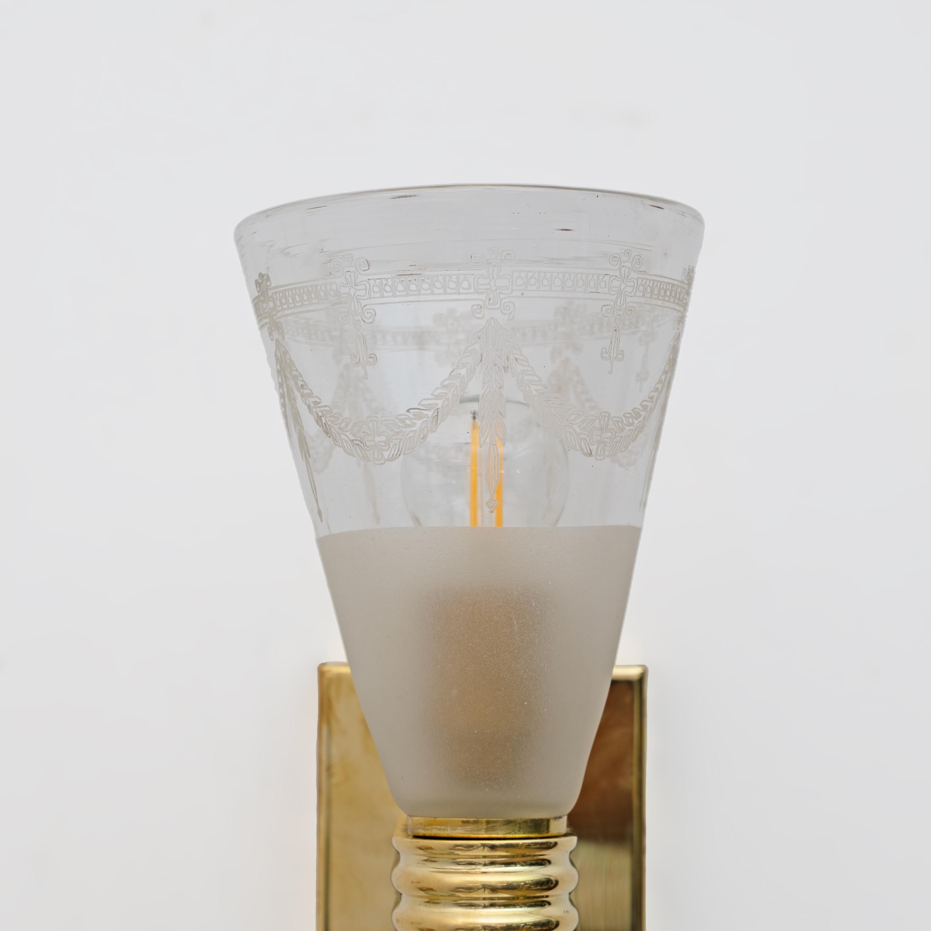 Mid-Century Modern Paire d'appliques en verre de Murano soufflé et angré du milieu du siècle dernier, Domus en vente