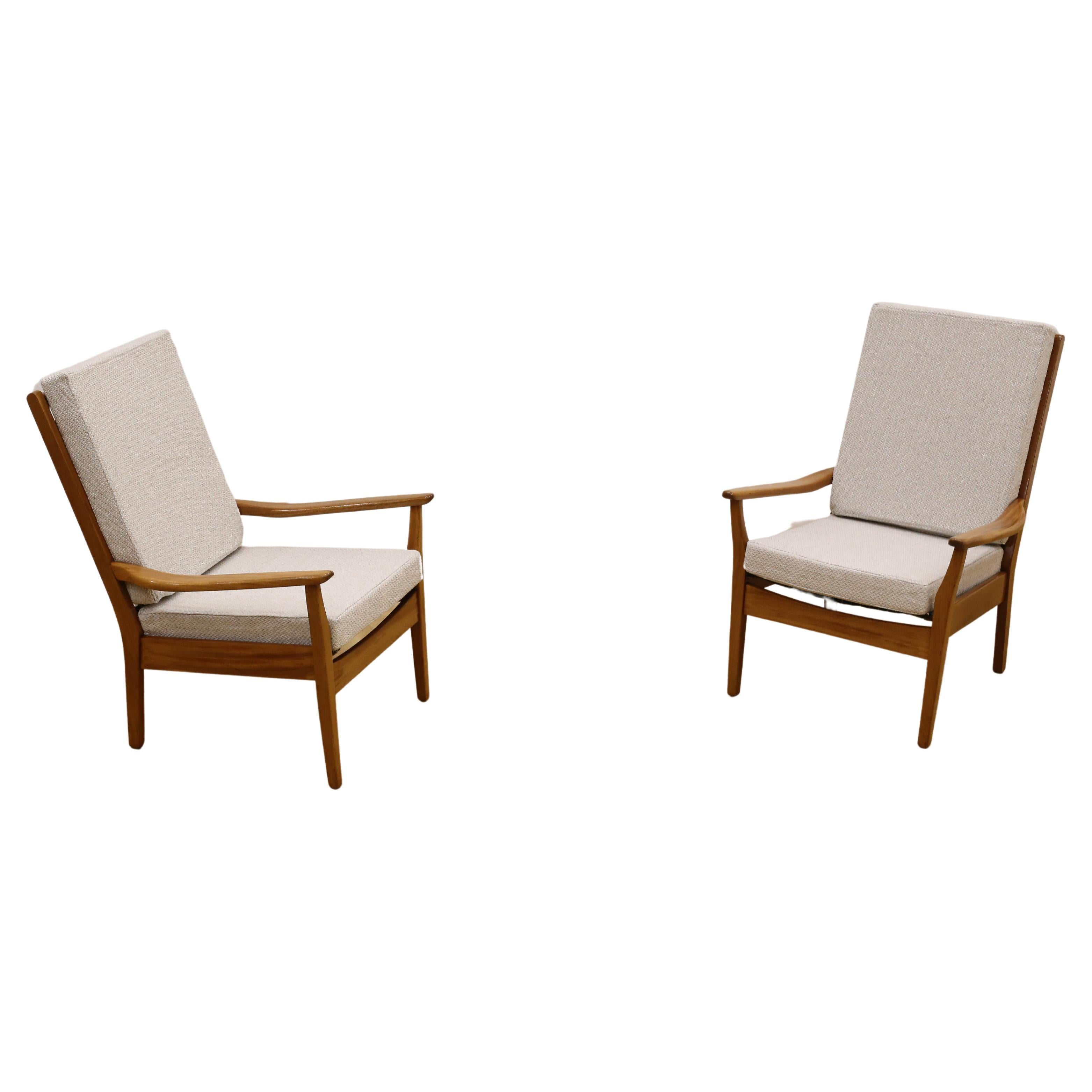 Mid Century Don princess armchairs x 2. New upholstery For Sale