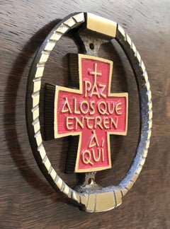 Mid Century Door Knocker “Peace To All Who Enter Here”, Israel