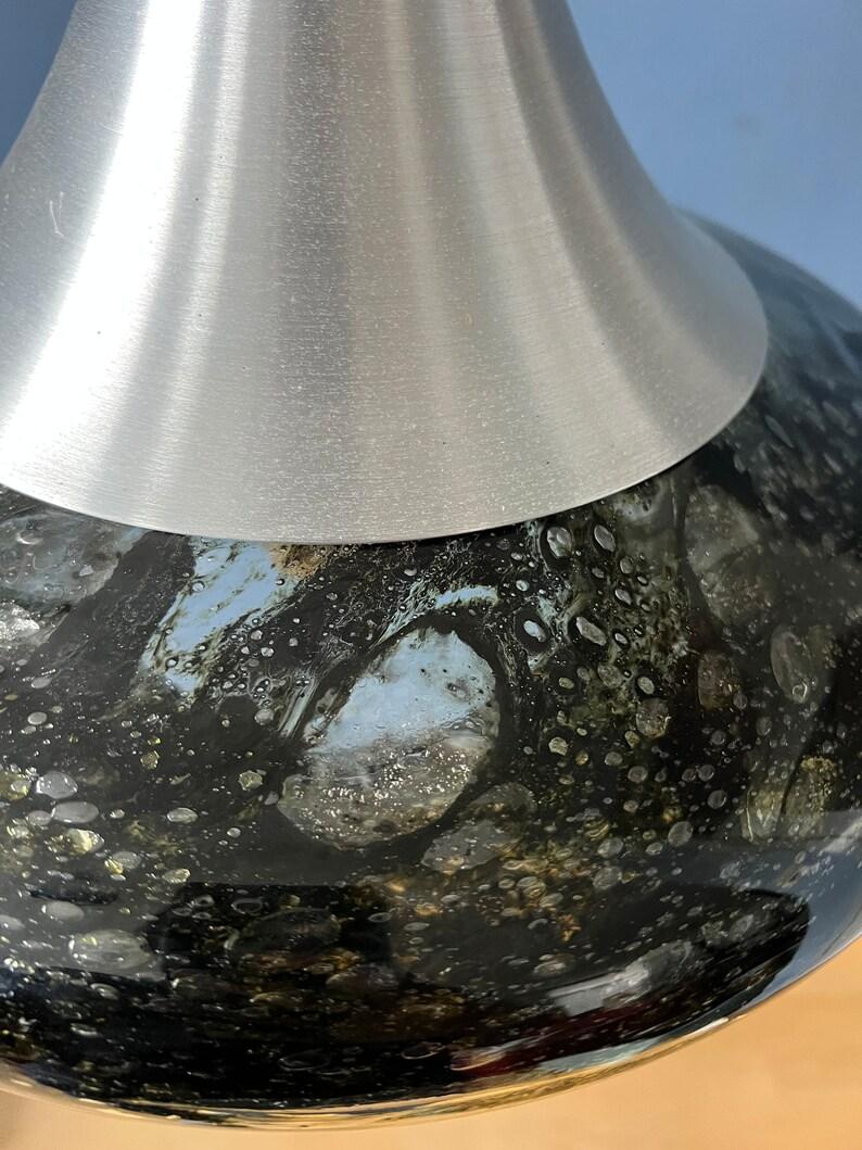 Mid Century Doria Leuchten Black Glass Pendant Lamp Space Age Hanging Lamp For Sale 5