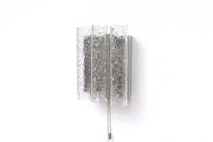 Mid-Century Doria Leuchten Ice Glass Wall Sconce with Pull Switch